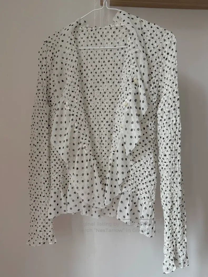 Issey Miyake Issey Miyake Black-White Polka Dot Ruched Ruffle Irregular Size M / US 6-8 / IT 42-44 - 5 Thumbnail