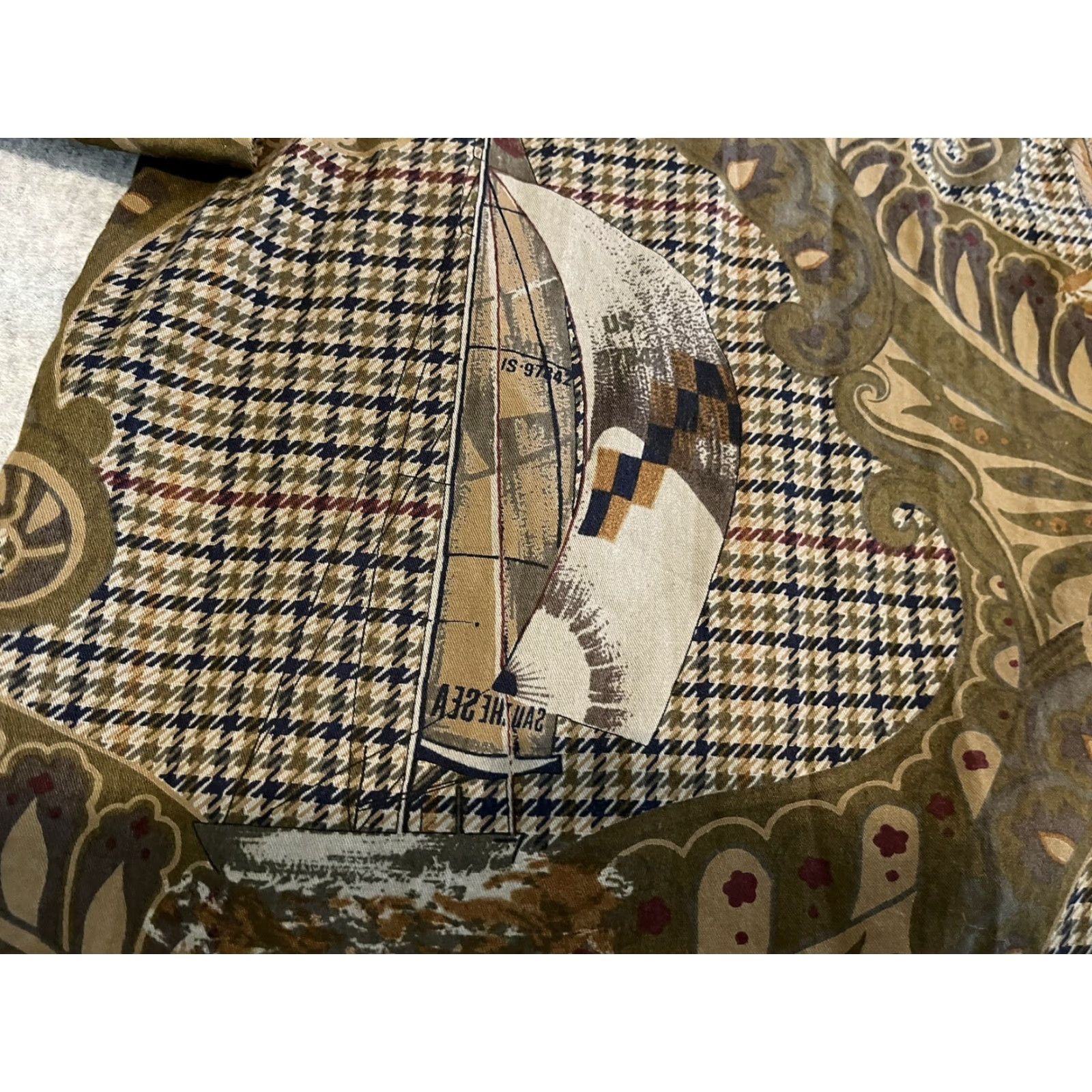 Nautica VINTAGE Nautica Shirt Long Sleeve Button-Up Mens XL Brown Paisley 90s Nautical Sailing Beach Marine Cotton Size US XL / EU 56 / 4 - 4 Thumbnail
