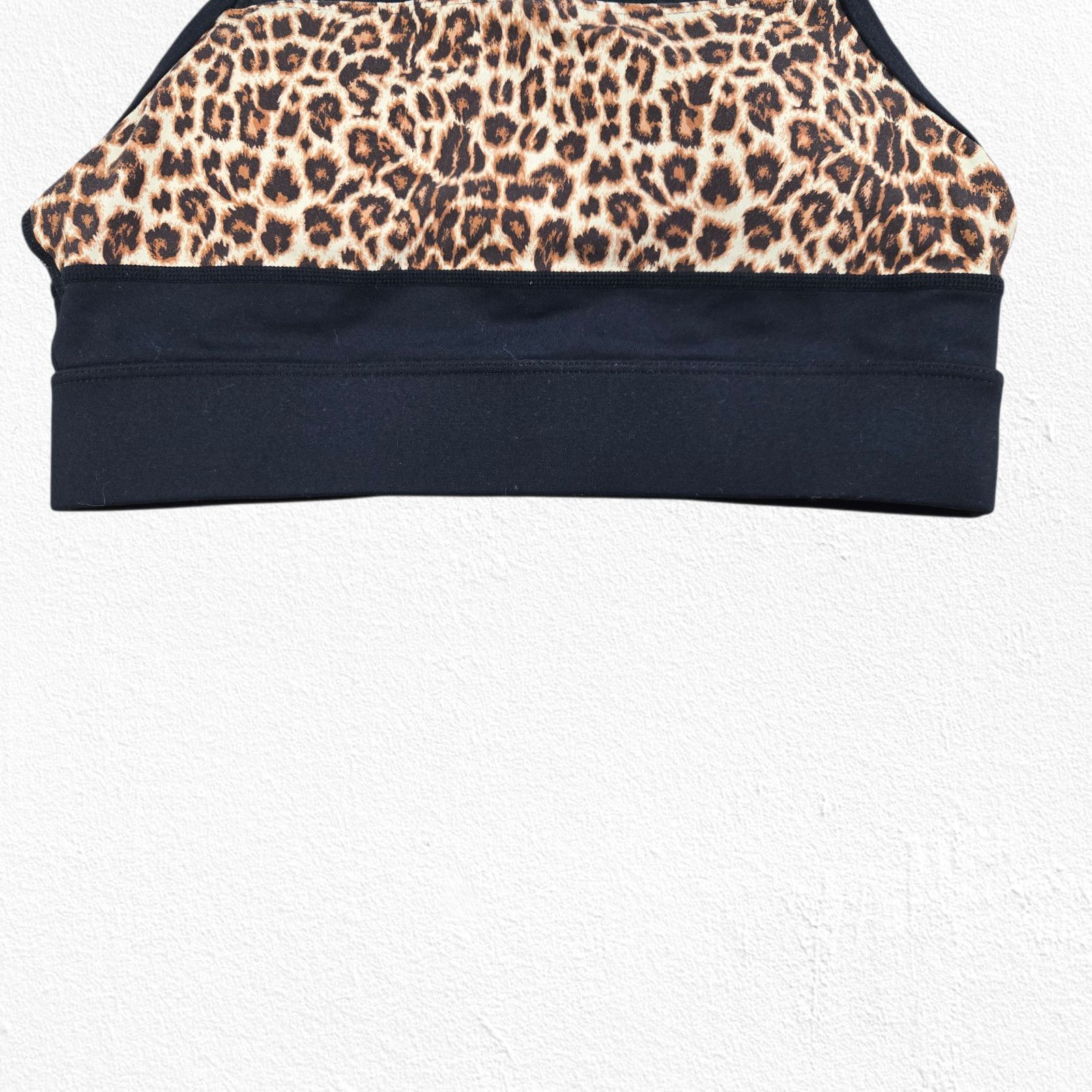 Other Leopard Mesh Racerback Sports Bra Black Brown Size Medium Size ONE SIZE - 4 Thumbnail