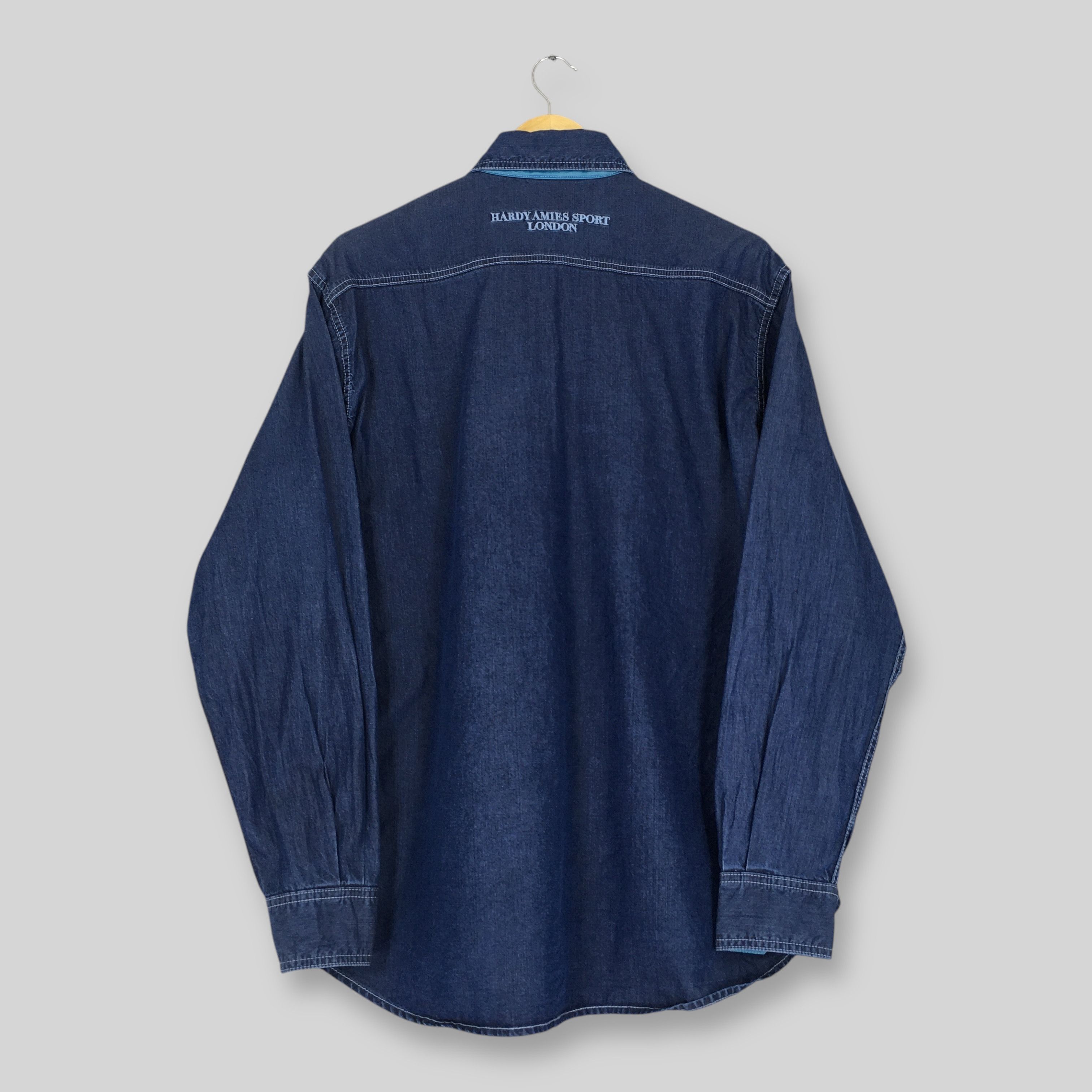 Designer Vintage 90s Hardy Amies Sports Denim Shirt Large Size US L / EU 52-54 / 3 - 9 Thumbnail