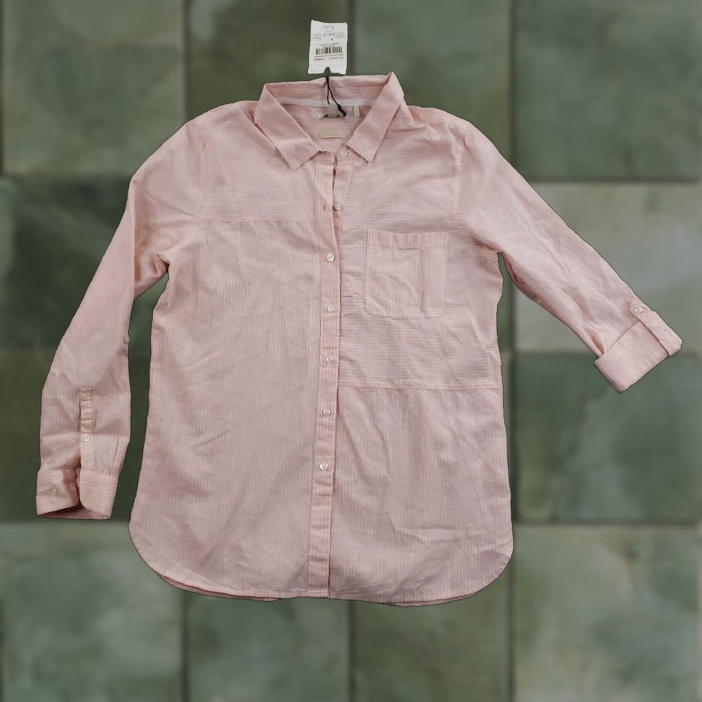 Barbour VINTAGE Barbour Beachfront Shirt Womens Size 6 Pink White Striped Button Up Roll Tab Size M / US 6-8 / IT 42-44 - 1 Thumbnail
