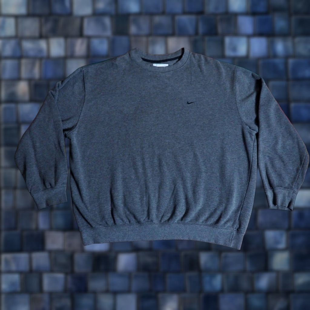 Nike VINTAGE Nike Gray Pull On Sweatshirt 2XL Crew Neck Long Sleeve Relaxed Fit Pullover Sweatshirt Swoosh Tonal Check Baggy Mens Size US XXL / EU 58 / 5 - 1 Thumbnail