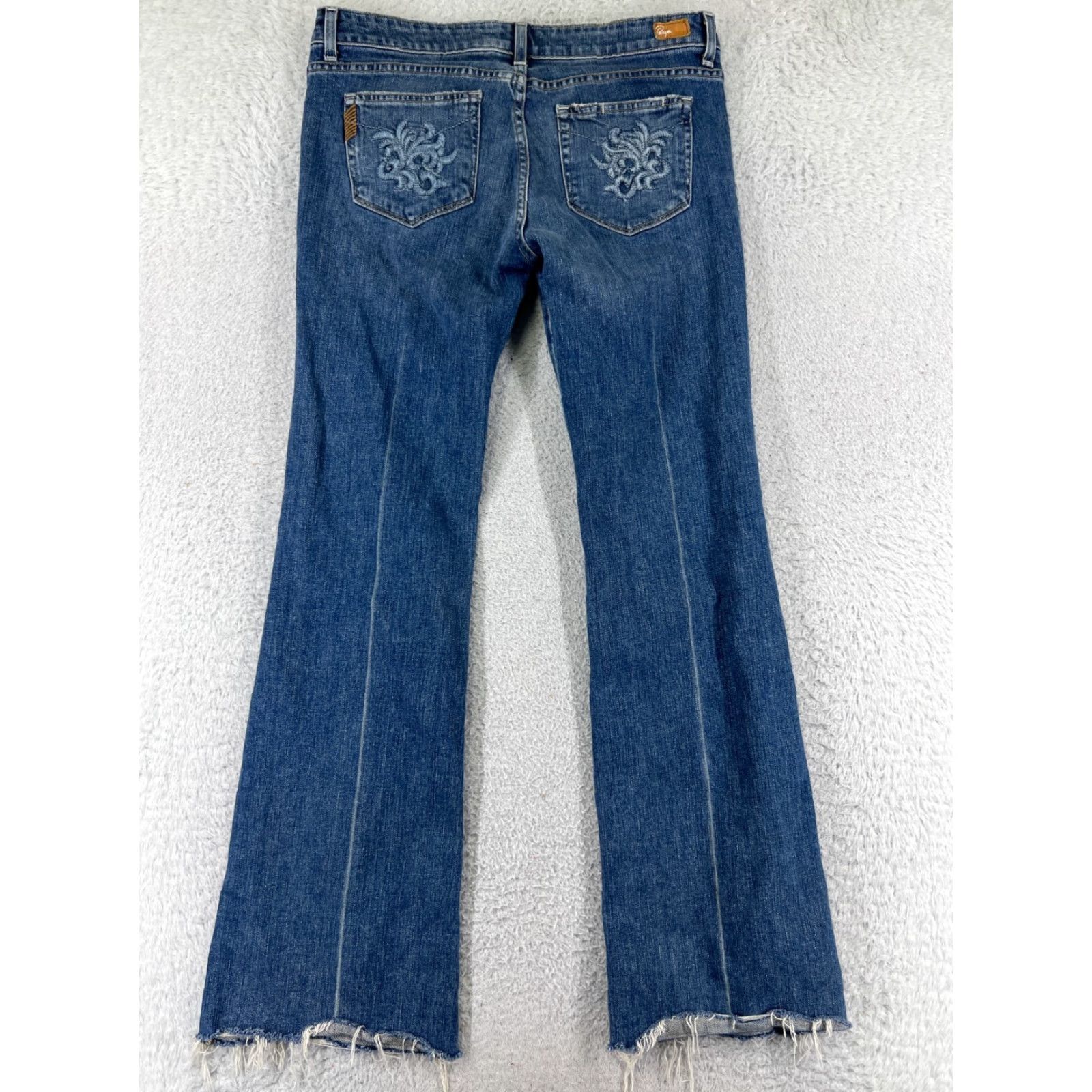 Paige Paige Jeans Women 31 Blue Denim Bootcut Low Rise Laurel Canyon Embellished Embroidered Size 24" / US 00 / IT 34 - 2 Thumbnail