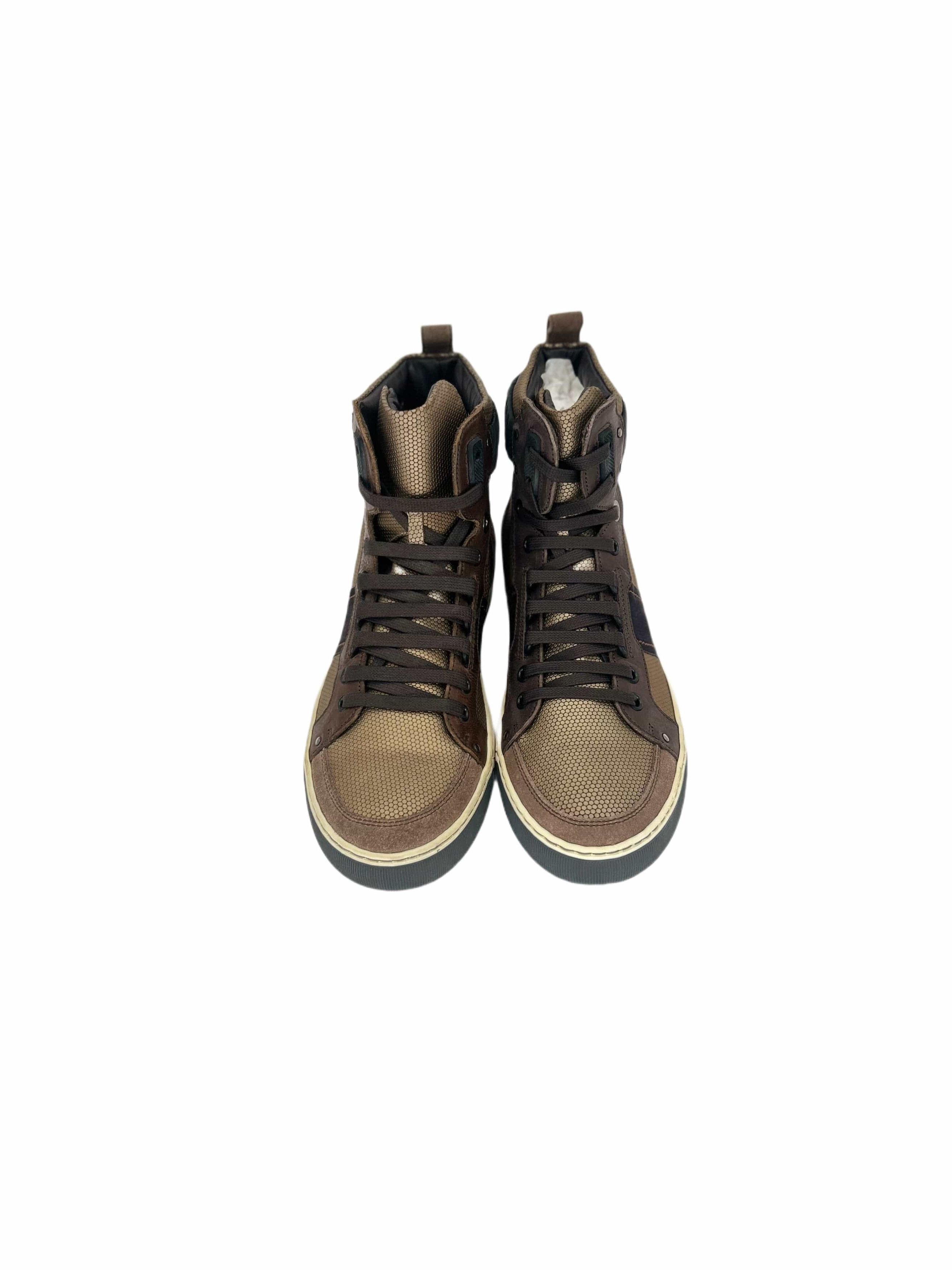 Lanvin Lanvin Brown Multi Fabric Hi Top Sneaker Size US 5 / EU 37 - 3 Thumbnail