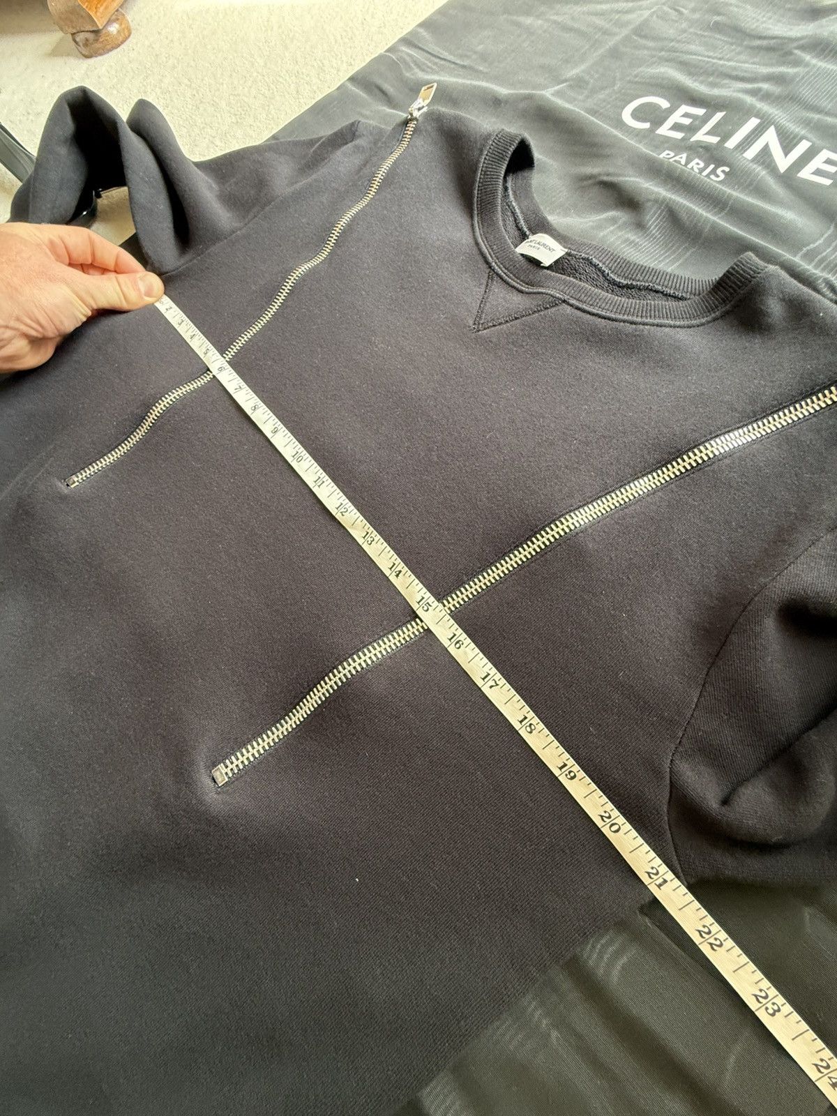 Saint Laurent Paris FW13 Saint Laurent zip crew neck sweater Hedi Slimane grail Size US L / EU 52-54 / 3 - 5 Thumbnail