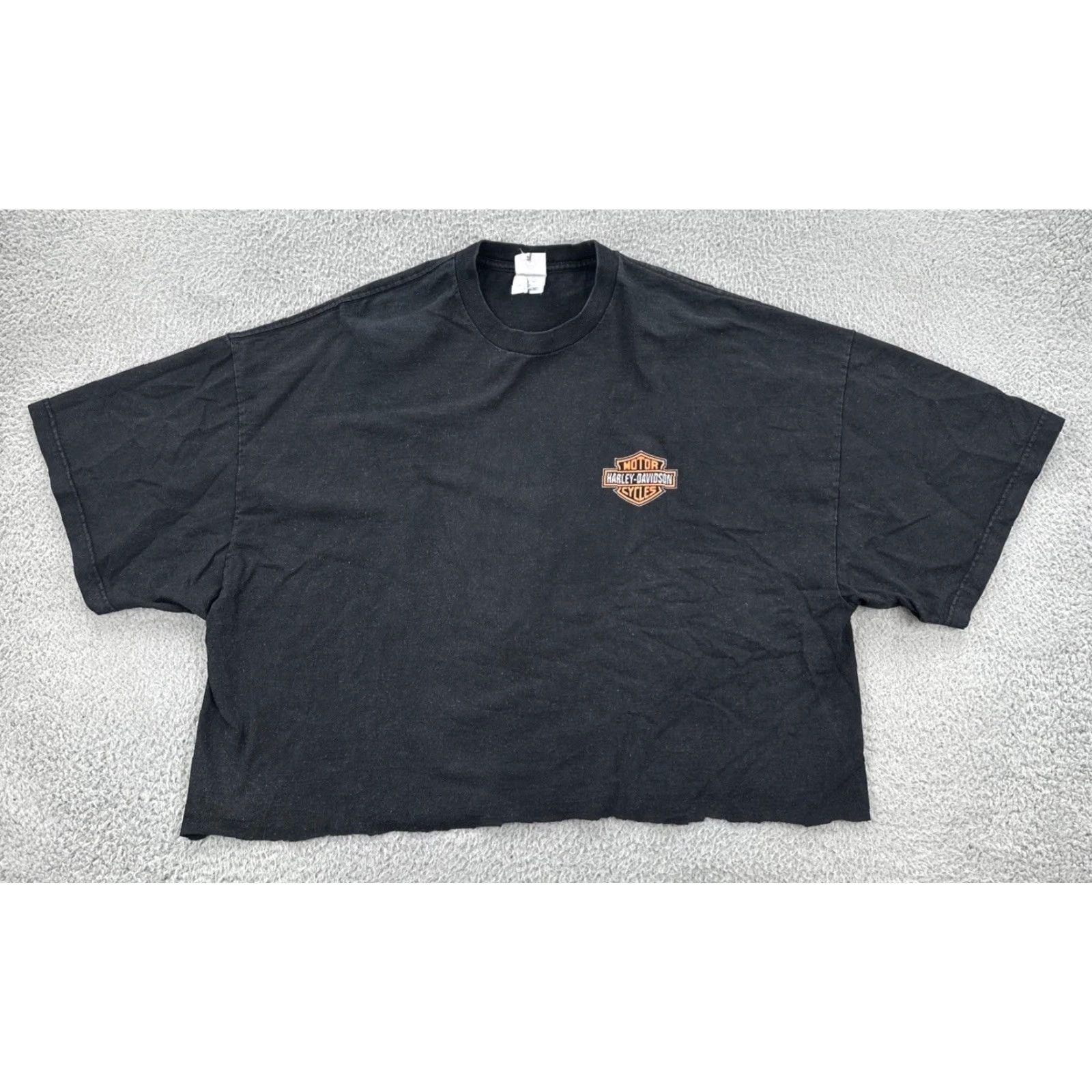 Harley Davidson VINTAGE Harley-Davidson T-Shirt Shirt Cropped Black 3XL Mens Crew Neck Short Sleeve Activewear Apparel Alstyle Size US XXL / EU 58 / 5 - 2 Thumbnail