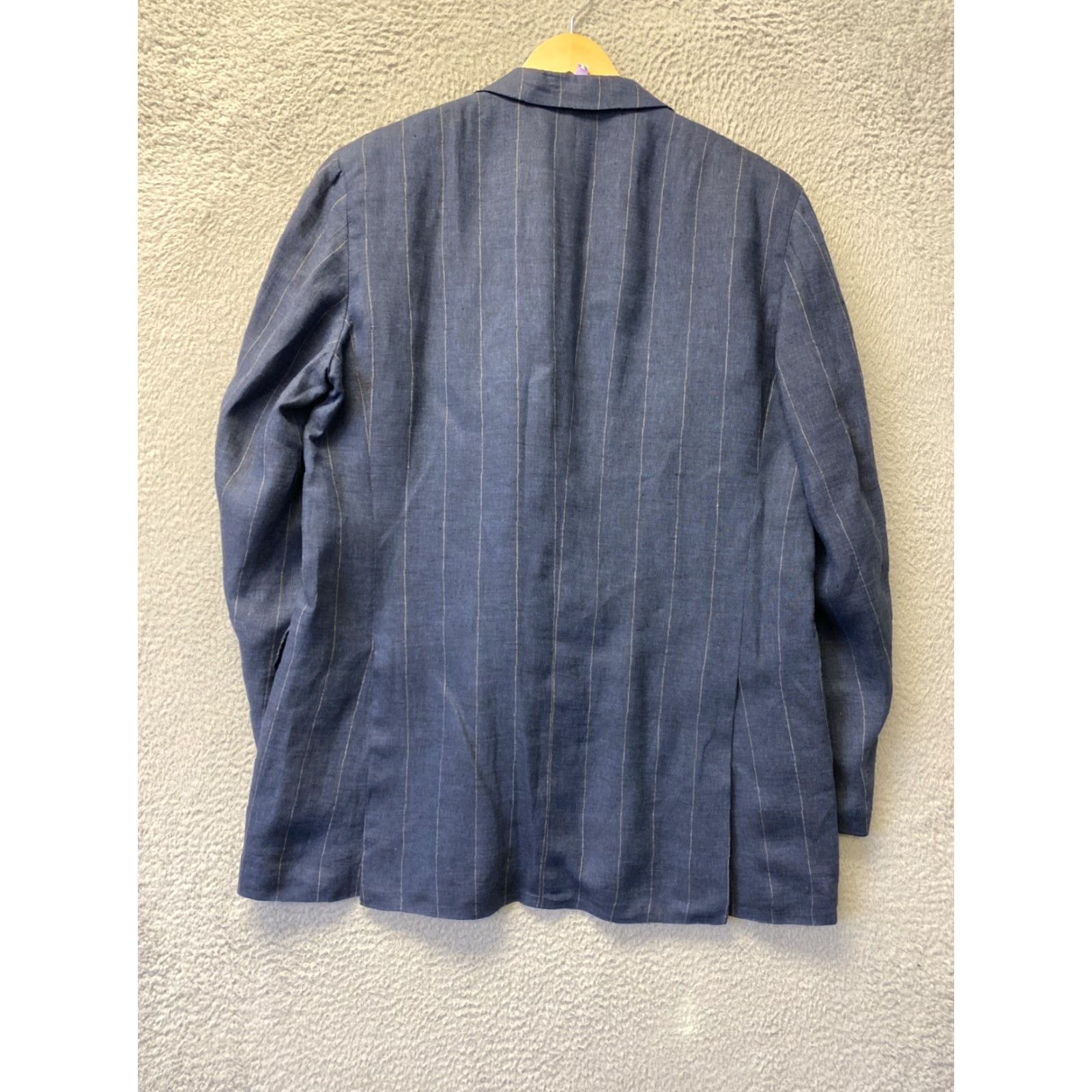 Faconnable VINTAGE Façonnable Linen Sport Coat Jacket Men 44 Navy Tan Stripes Business Casual Italy Size US S / EU 44-46 / 1 - 7 Thumbnail