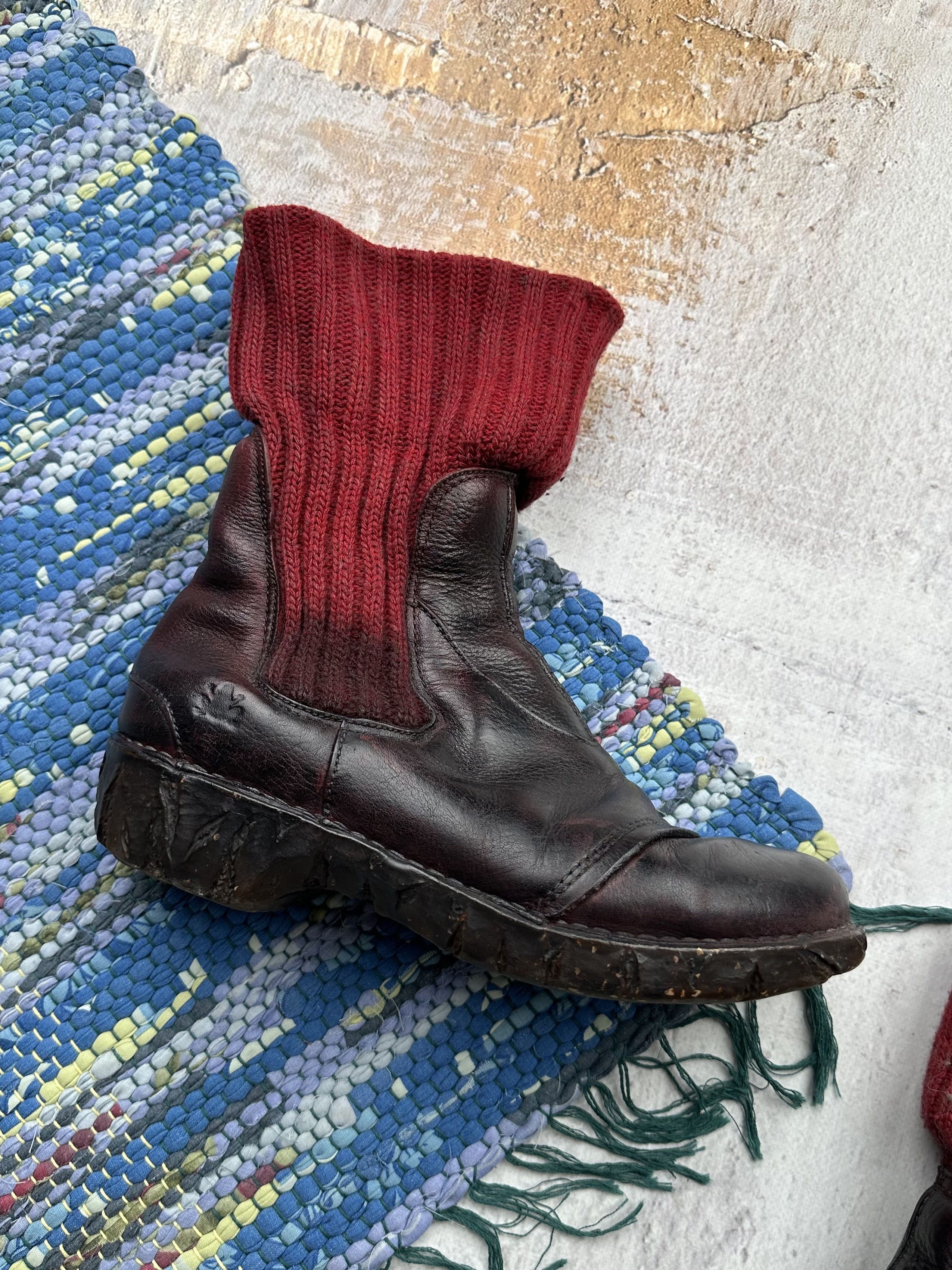 Japanese Brand Vintage Futuristic Leather Boots With Wool Toe A110D1(567) Size US 9 / IT 39 - 2 Thumbnail