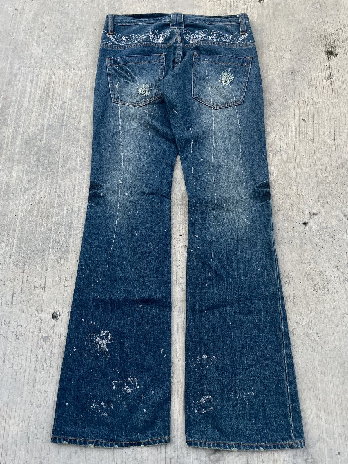 Kapital 💥RARE💥ROOT THREE WHISKER DISTRESSED FLARE JEANS PUNK ARCHIVE Size US 30 / EU 46 - 2 Thumbnail