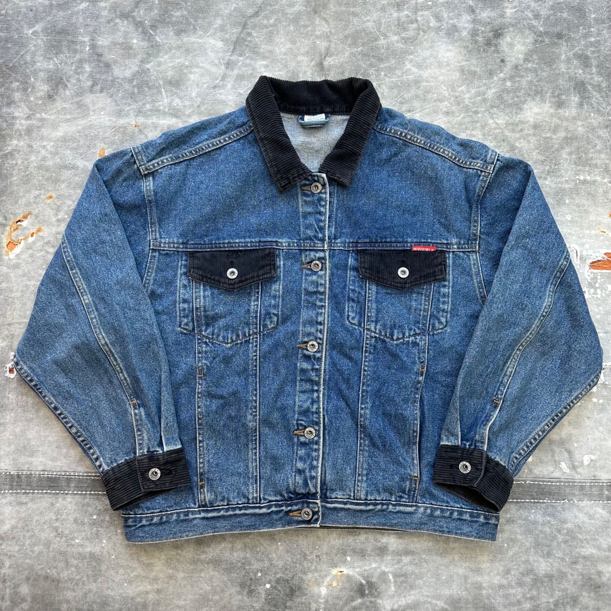 Vintage Vintage 90s Invisible Denim Corduroy Jacket Size US L / EU 52-54 / 3 - 1 Thumbnail