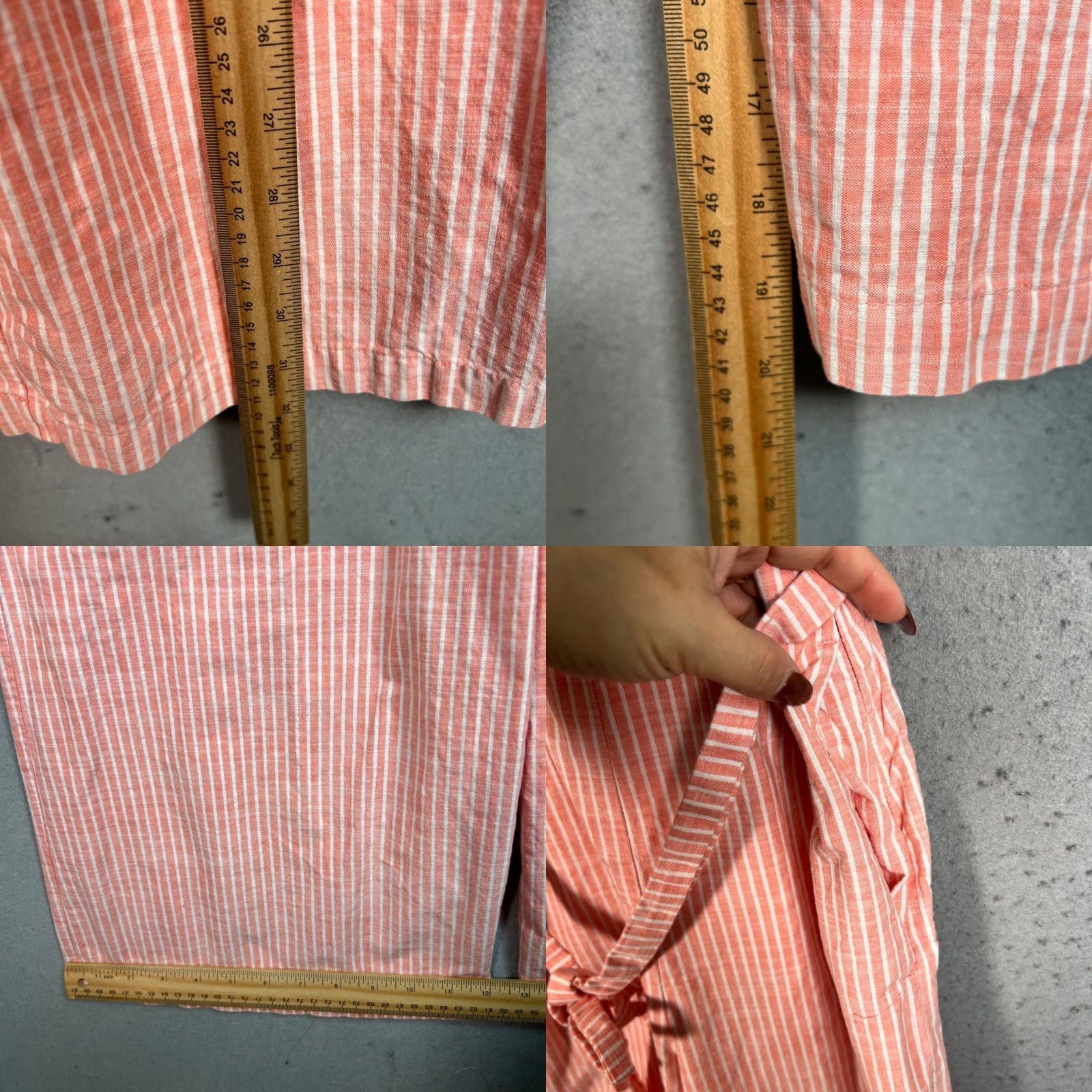 Vintage Gianni Bini Womens Jumpsuit One-Piece Sleeveless Striped Pink White Cotton Size 2 Wide-Leg Adult Womens Size 26" / US 2 / IT 38 - 8 Thumbnail