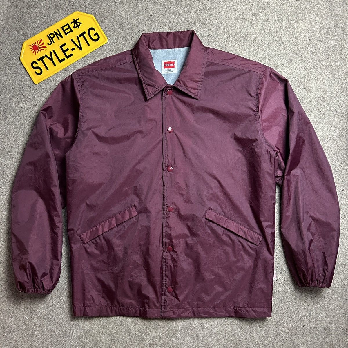 Hanes Hanes Vintage Coach Jacket Maroon Size US L / EU 52-54 / 3 - 4 Thumbnail