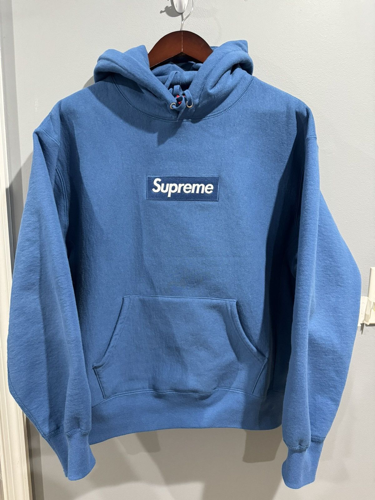 Supreme sky blue box logo online hoodie