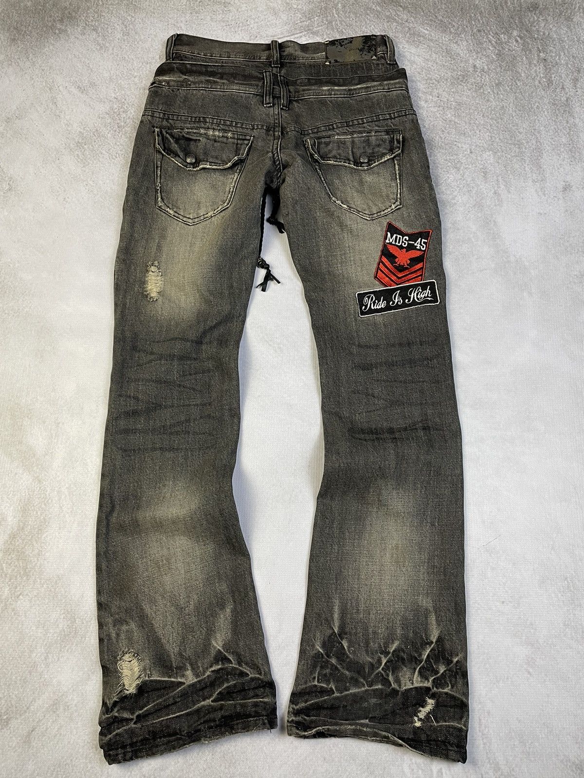 Tornado Mart 2000s Midas Vkei Style Lace Up Double Waist Flare Jeans Size US 29 - 10 Thumbnail