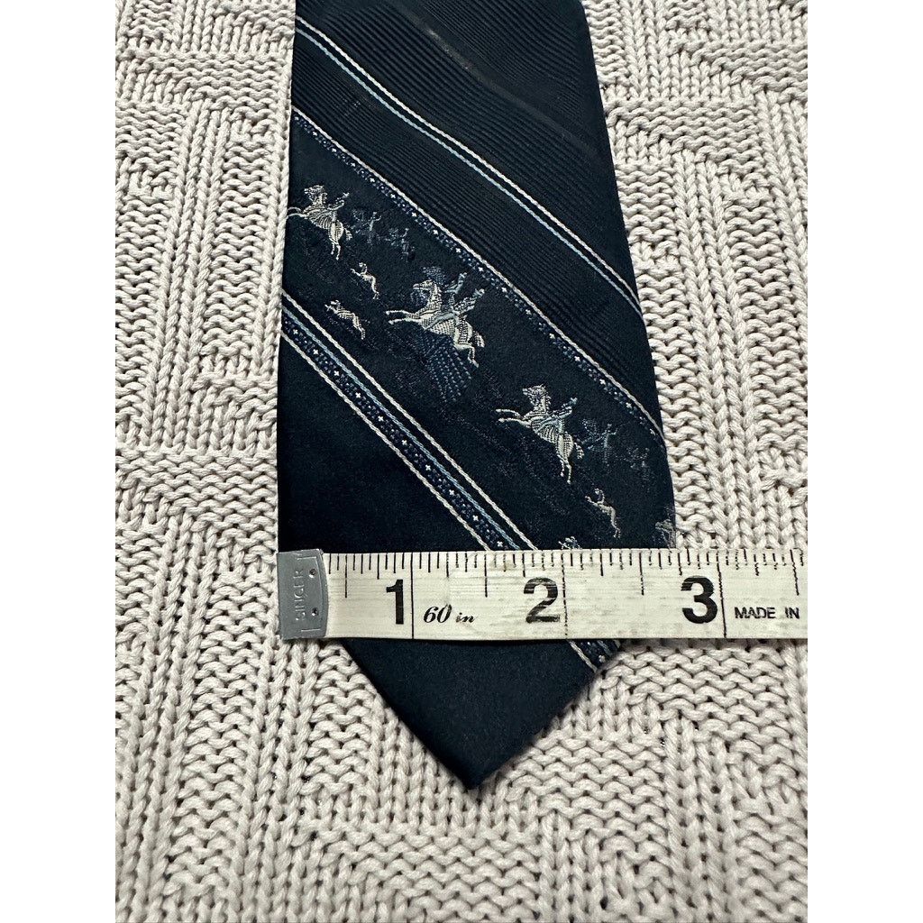 Other Vintage Le Dauphin navy foxhunting horses motif tie Size ONE SIZE - 6 Thumbnail