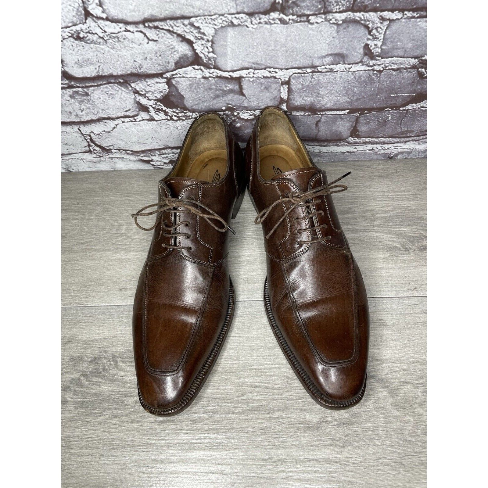 Santoni Santoni Brown Leather Apron Toe Loafers Oxfords Dress Shoes Size US 10 / EU 43 - 19 Thumbnail