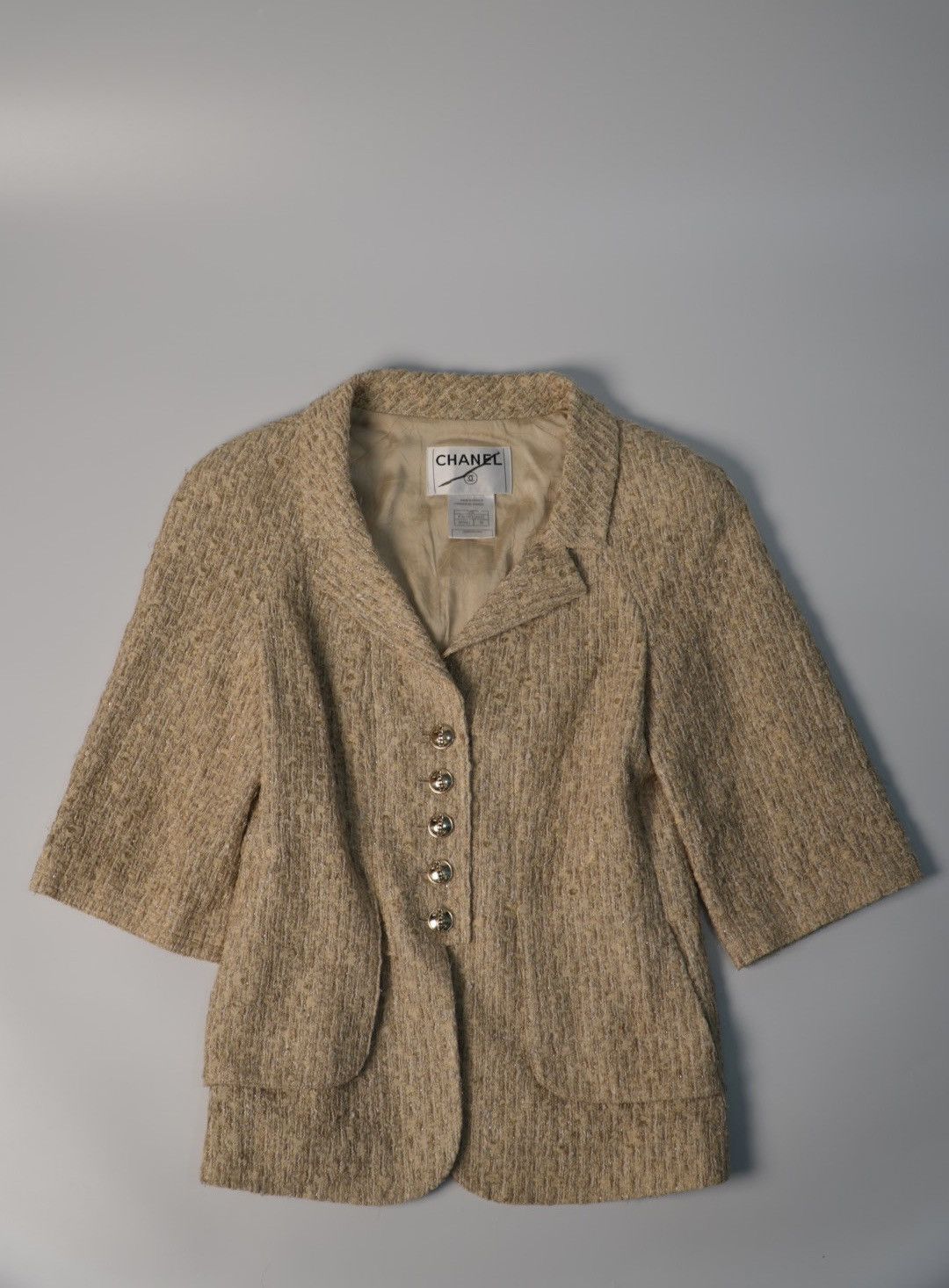 Chanel Chanel Beige Tweed Jacket Size S / US 4 / IT 40 - 1 Thumbnail