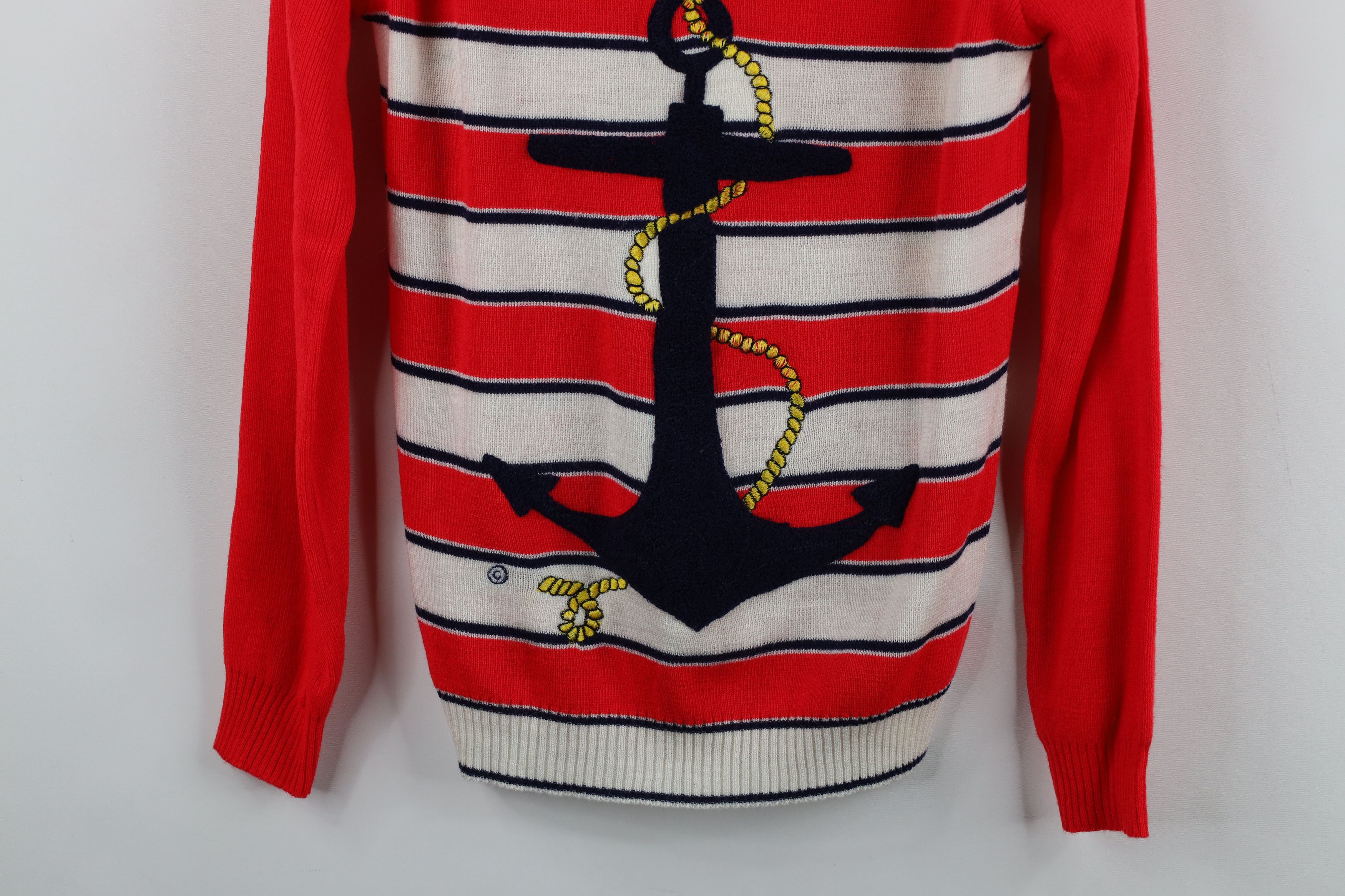 Vintage Vintage 70s Streetwear Nautical Boat Anchor Knit Sweater Size L / US 10 / IT 46 - 3 Thumbnail