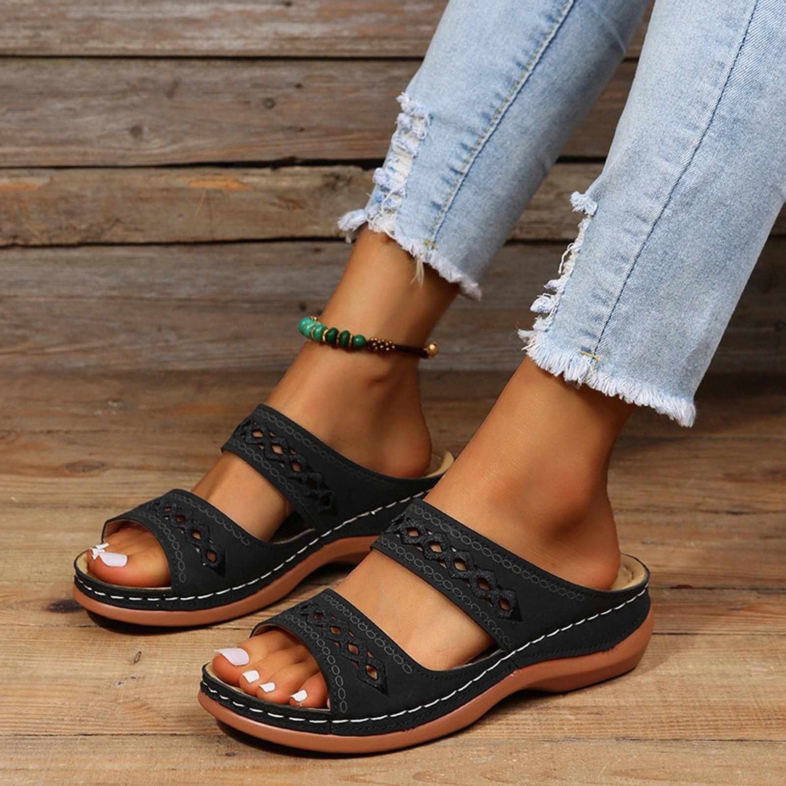 Other Black Sandals Womens Size 8 Fashion Casual Wedges Shoes Size US 8 / IT 38 - 7 Thumbnail