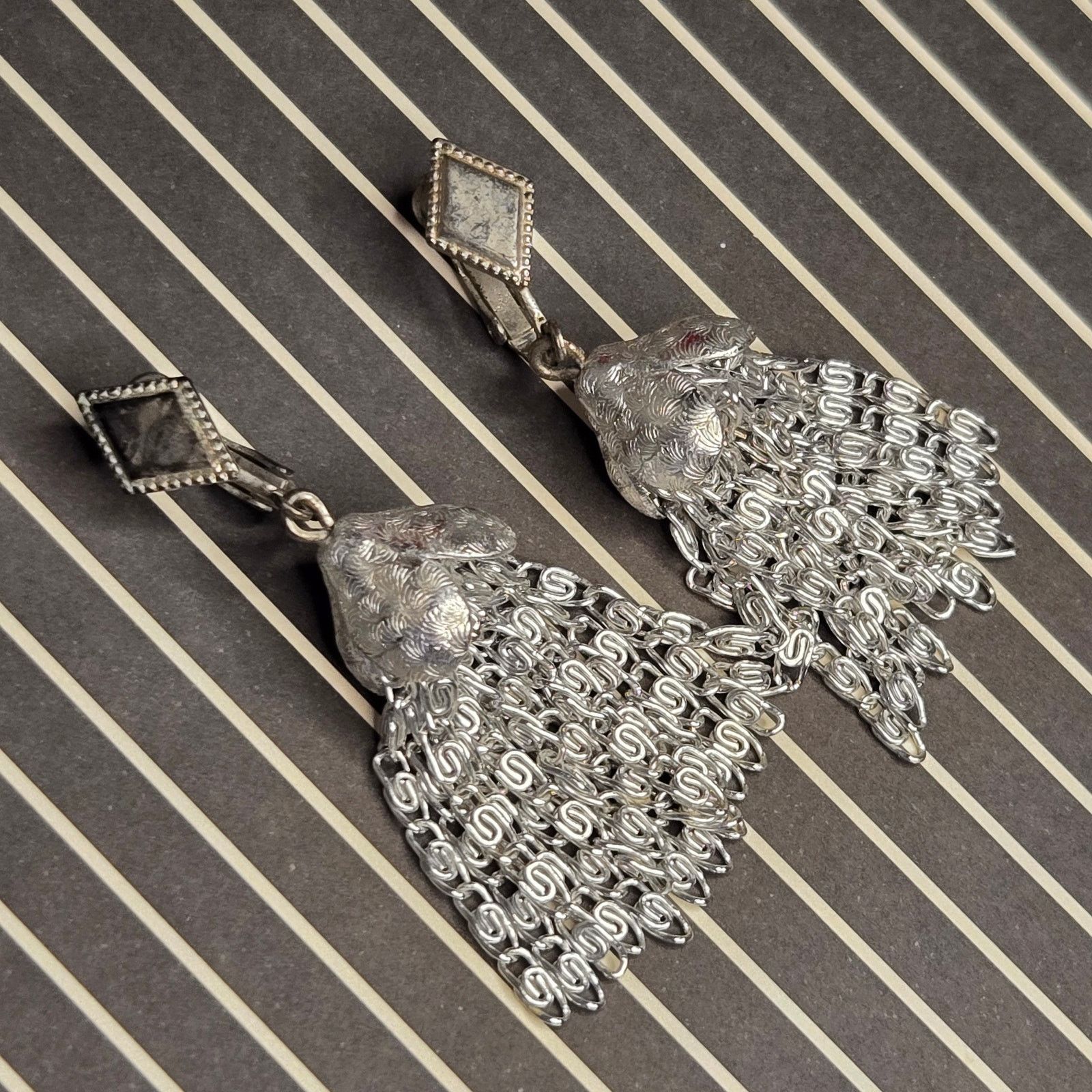 Vintage VTG Sarah Coventry Charisma Silver Tassel Clip On Earrings Size ONE SIZE - 1 Thumbnail