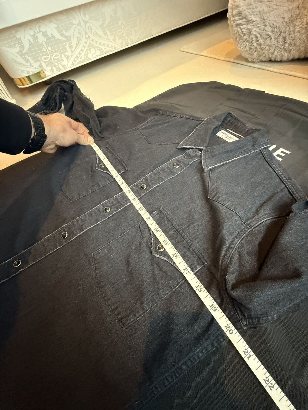 Saint Laurent Paris SS16 Saint Laurent surf sound crash black denim shirt Hedi M Size US M / EU 48-50 / 2 - 4 Thumbnail