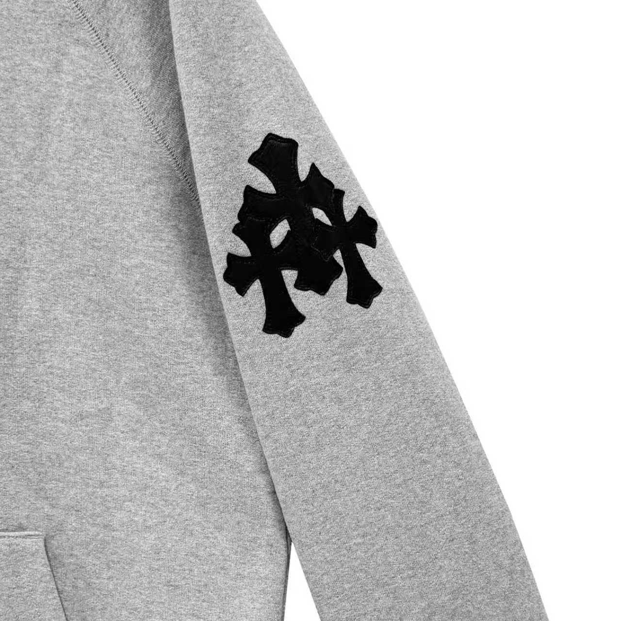 Chrome Hearts Chrome Hearts Triple Cross Leather Grey Pullover Hoodie Size US L / EU 52-54 / 3 - 3 Thumbnail