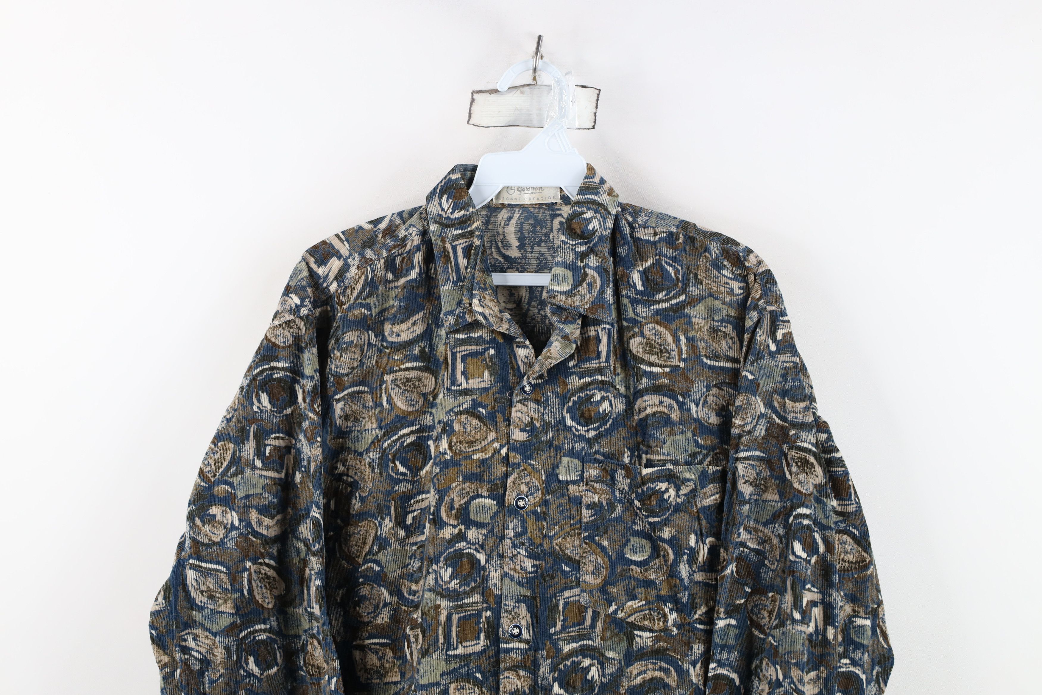 Vintage Vintage 90s Streetwear Corduroy Collared Button Shirt Size US L / EU 52-54 / 3 - 2 Thumbnail