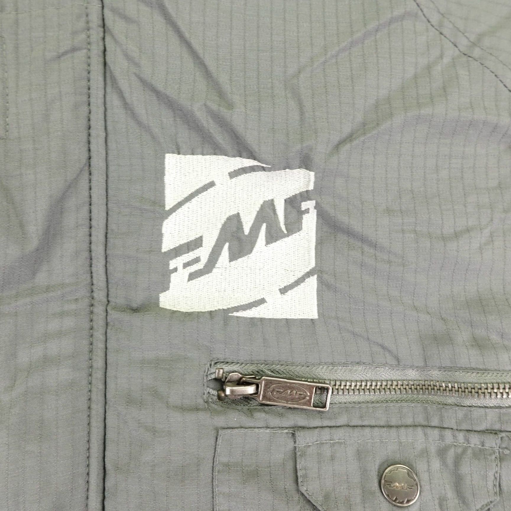 Vintage FMF Jacket Mens 2XL Gray Quilted Motorcycle Jacket Zip Pockets Stand-Up Collar Racing Workwear Casual Size US XXL / EU 58 / 5 - 3 Thumbnail