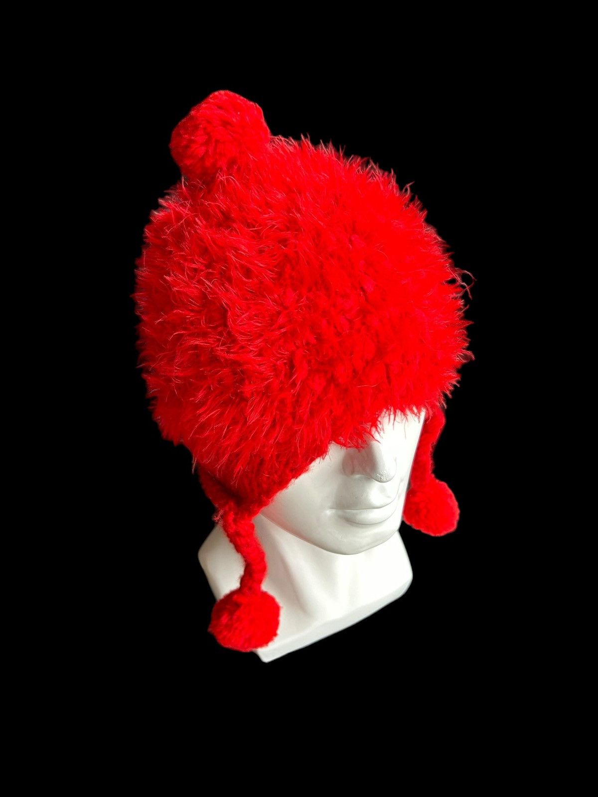 Japanese Brand × Kapital × Vintage RARE* Japanese Style Mohawk Punk Mohair Red Beanie Hats🎌☠️ Size ONE SIZE - 2 Thumbnail