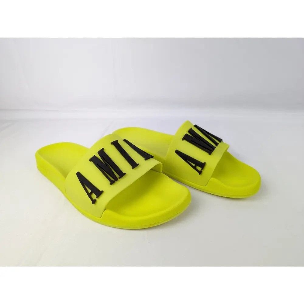 Amiri o1rshd1 Logo Pool Slide in Yellow/Black Size US 13 / EU 46 - 1 Thumbnail