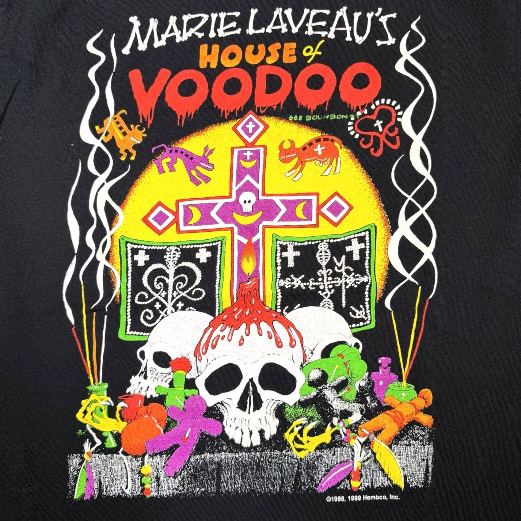House of CB Marie Laveau'S Skull Mens Small NOLA Sleeve Short Black Cotton Shirt Size US S / EU 44-46 / 1 - 2 Thumbnail