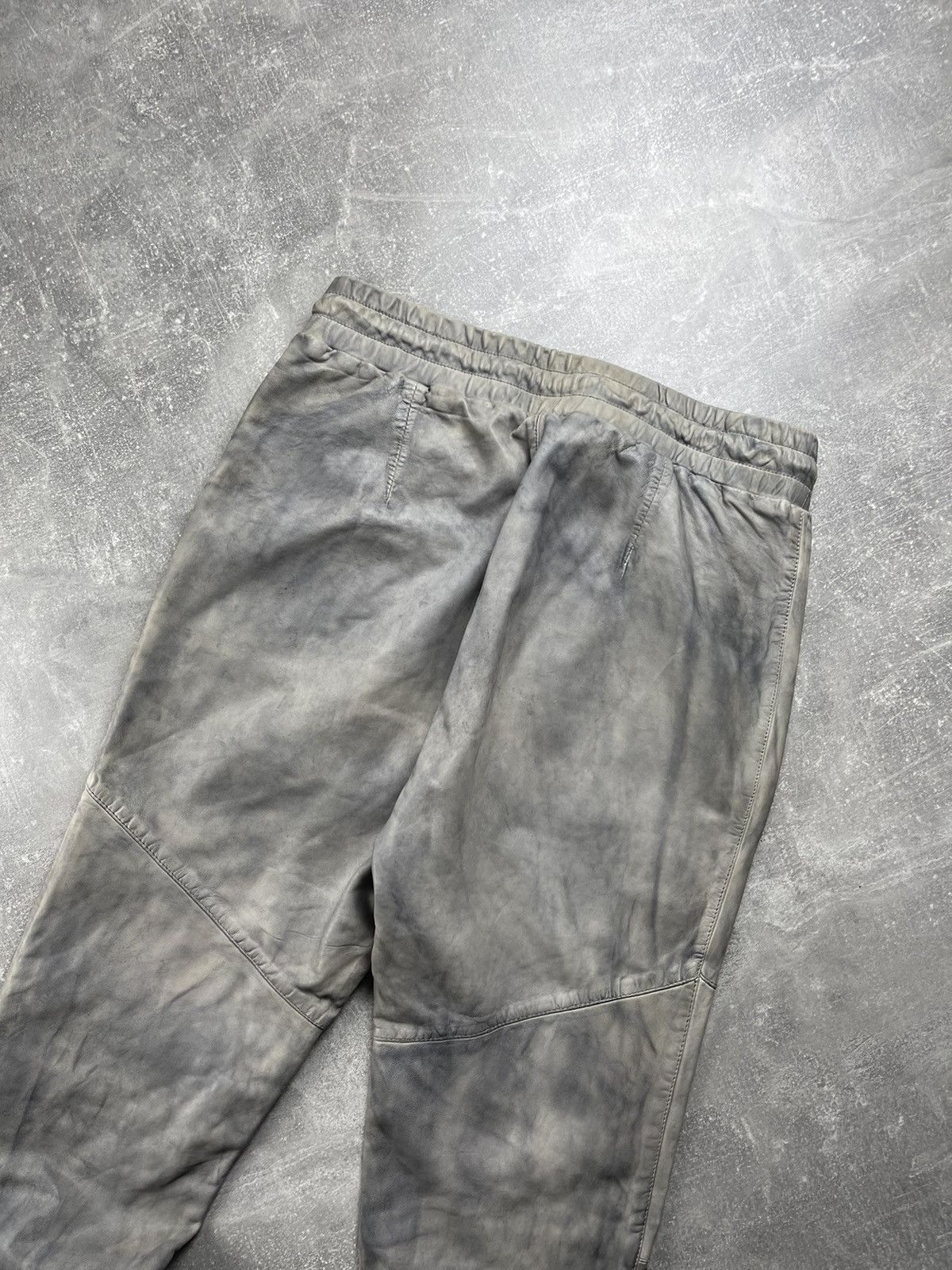 Other One Green Avant Garde Leather Elephant Dyed Pants Cement Size 29" - 8 Thumbnail