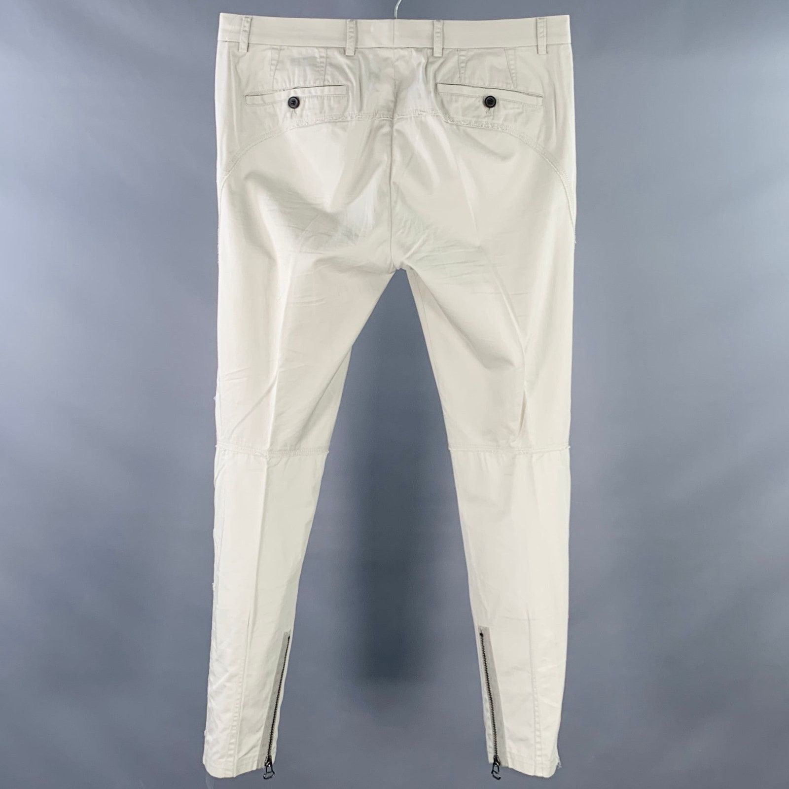 Lanvin LANVIN Size 32 Ivory Cotton Ankle Zip Flat Front Dress Pants Size US 32 / EU 48 - 3 Thumbnail