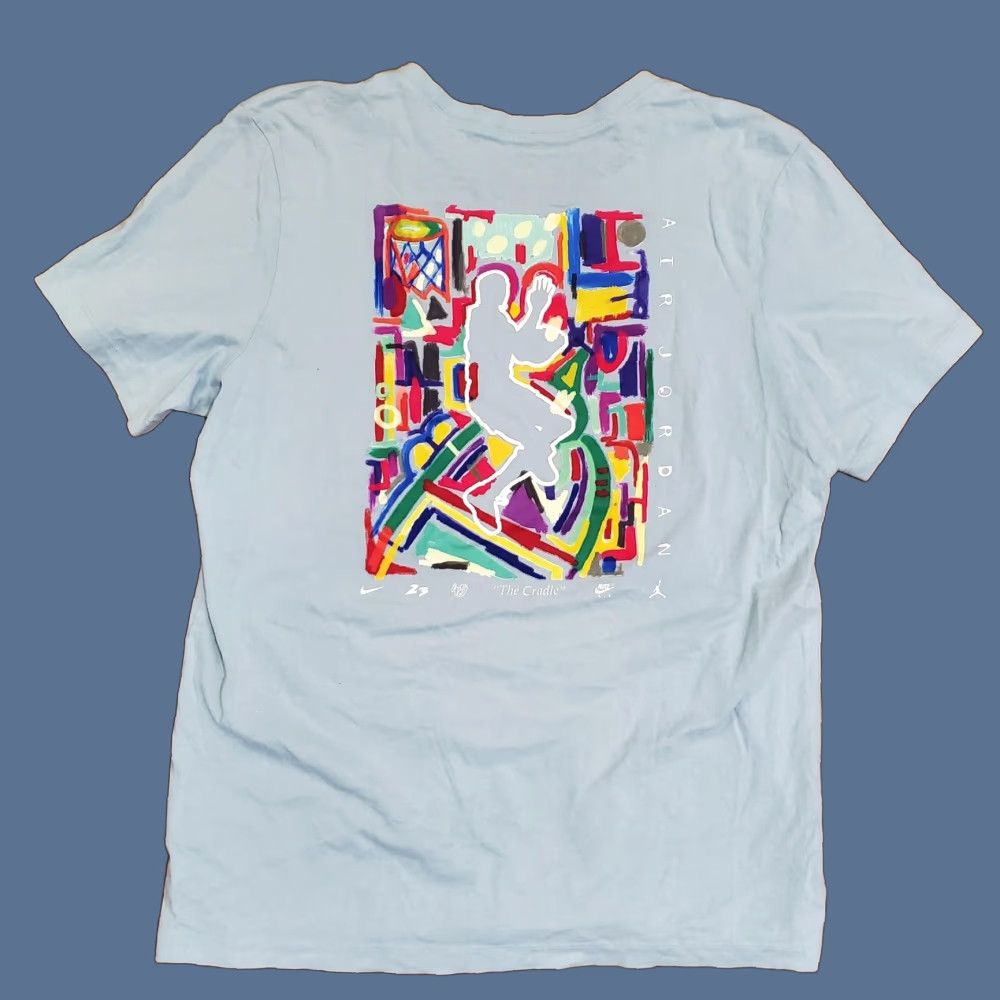 Jordan Brand Air Jordan Shirt Mens XL Blue Colorful Art The Cradle Basketball Nike DM3078-366 Size US XL / EU 56 / 4 - 1 Thumbnail
