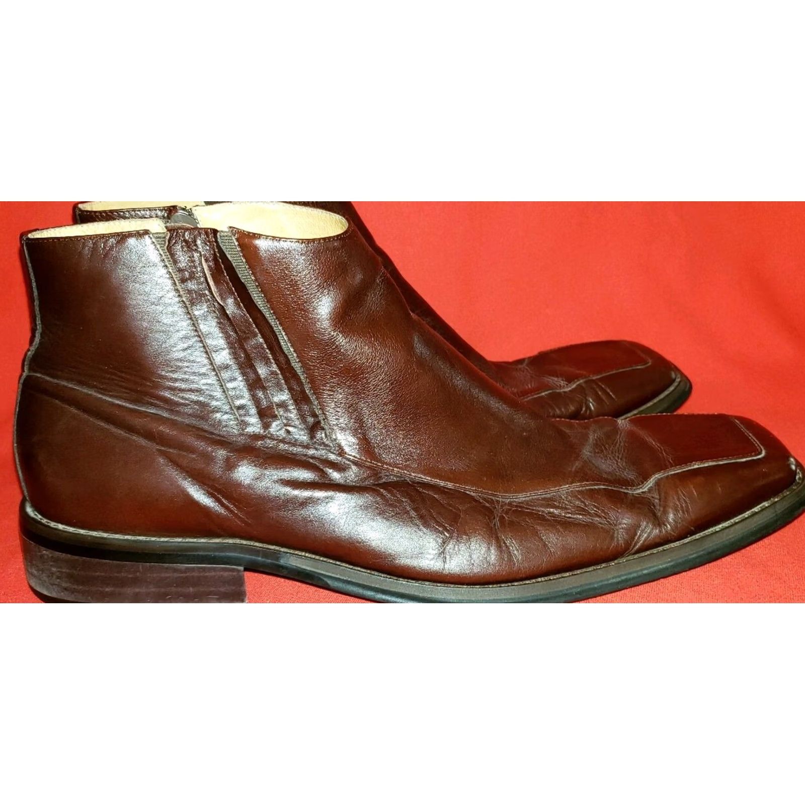 Vintage Borgesi Beverly Hills Collection Men's Ankle Boots Brown Leather Zip 13M 46EU Boots Mens Brown Leather Zip Size US 13 / EU 46 - 5 Thumbnail