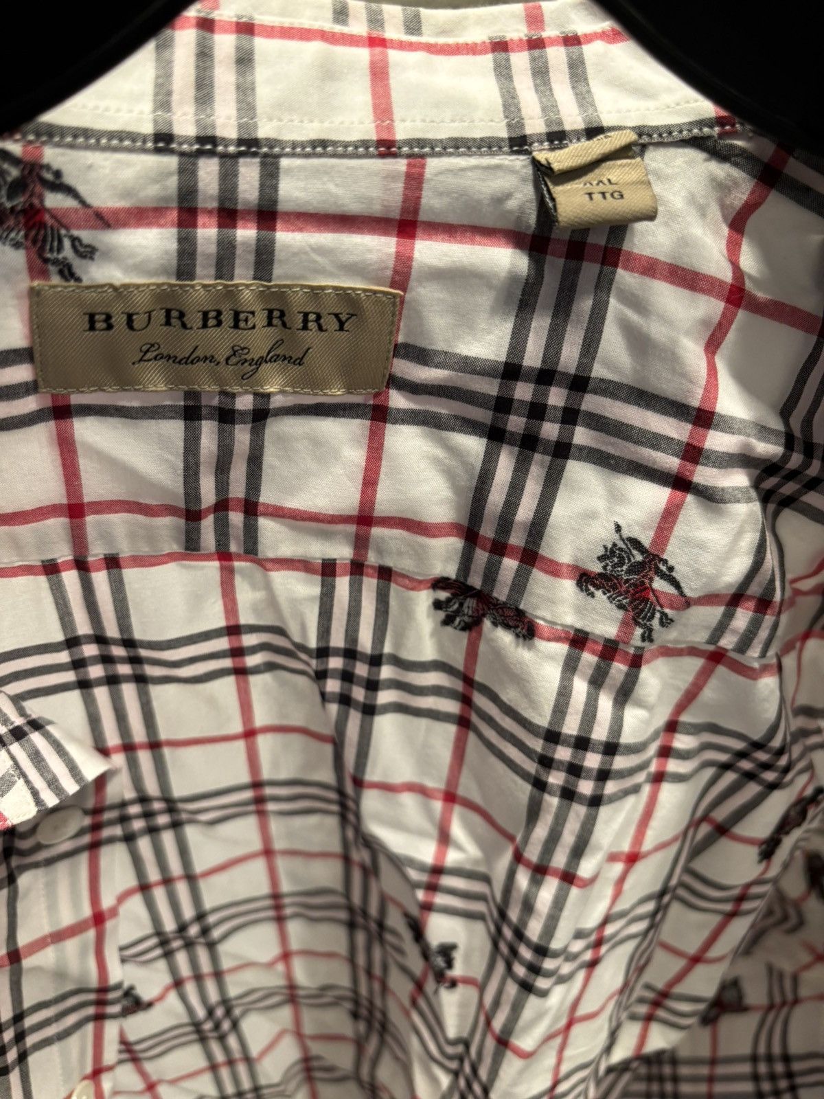 Burberry XXL Burberry White Button Up with Red and Black Plaid Size US XL / EU 56 / 4 - 3 Thumbnail