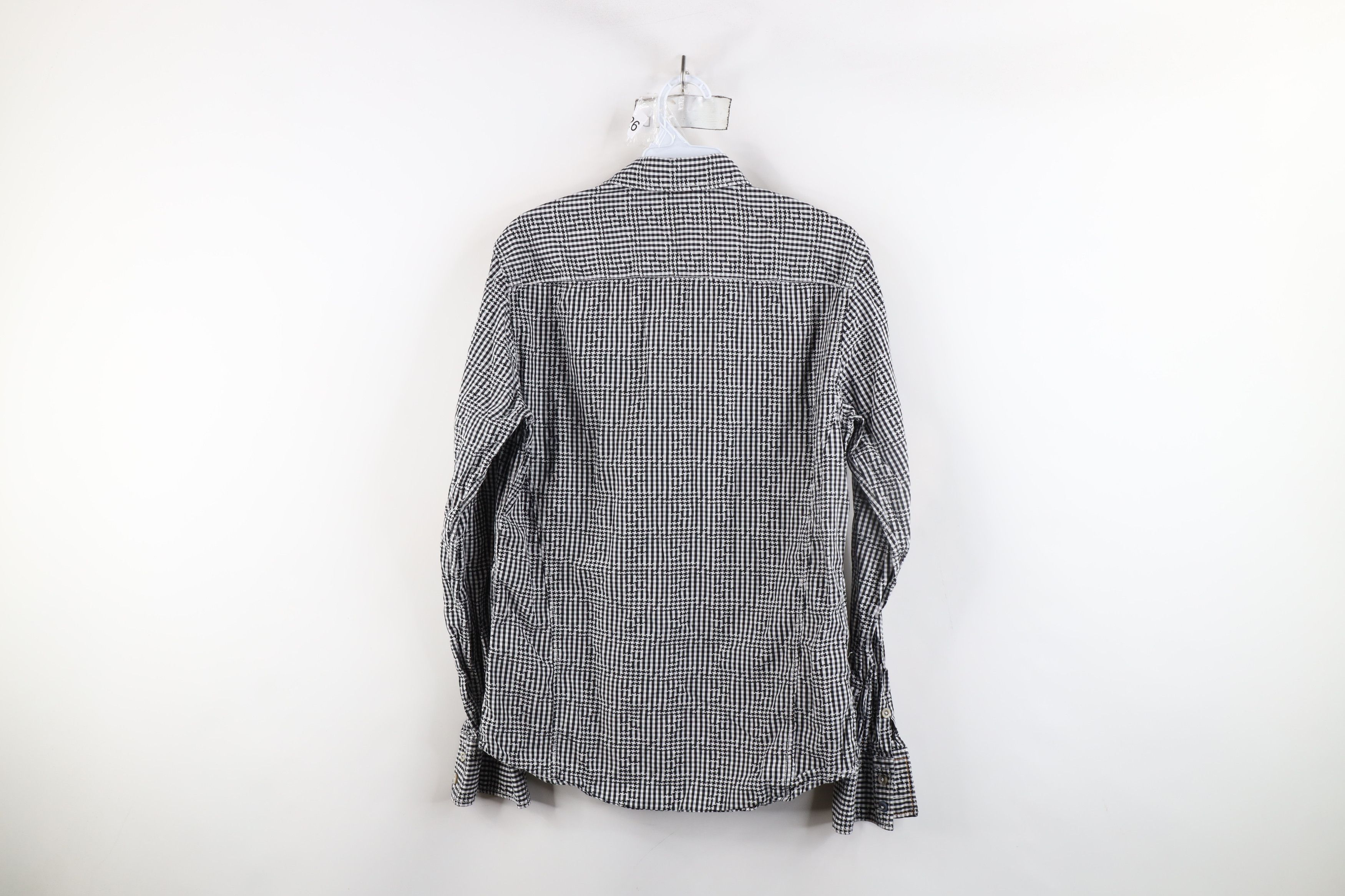 Hugo Boss × Vintage Hugo Boss Houndstooth Checkered Collared Button Shirt Black Size US S / EU 44-46 / 1 - 10 Thumbnail