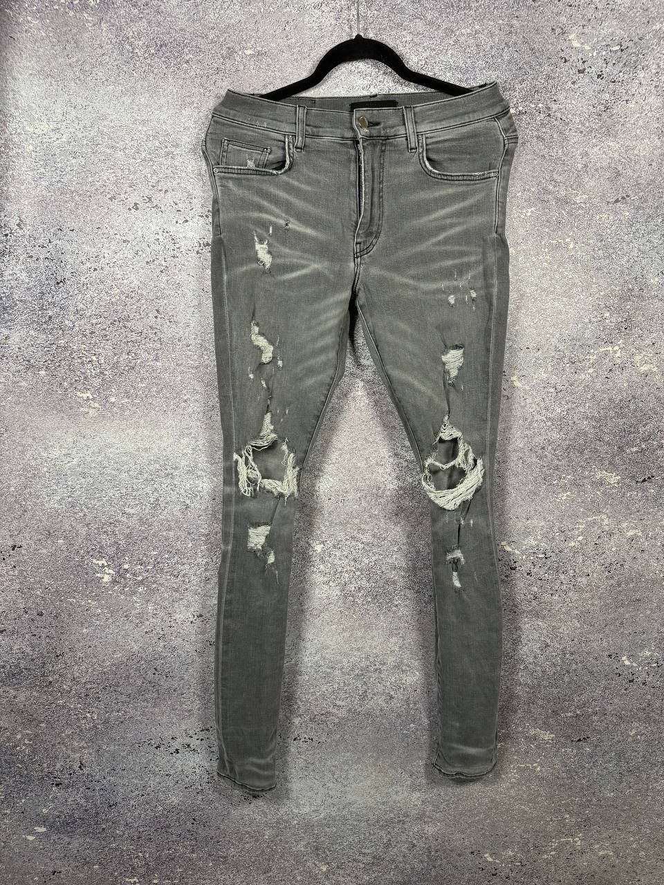 Amiri Amiri MX1 Jean Gray Distressed Skinny Women's Size 30 Size 30" / US 8 / IT 44 - 1 Thumbnail