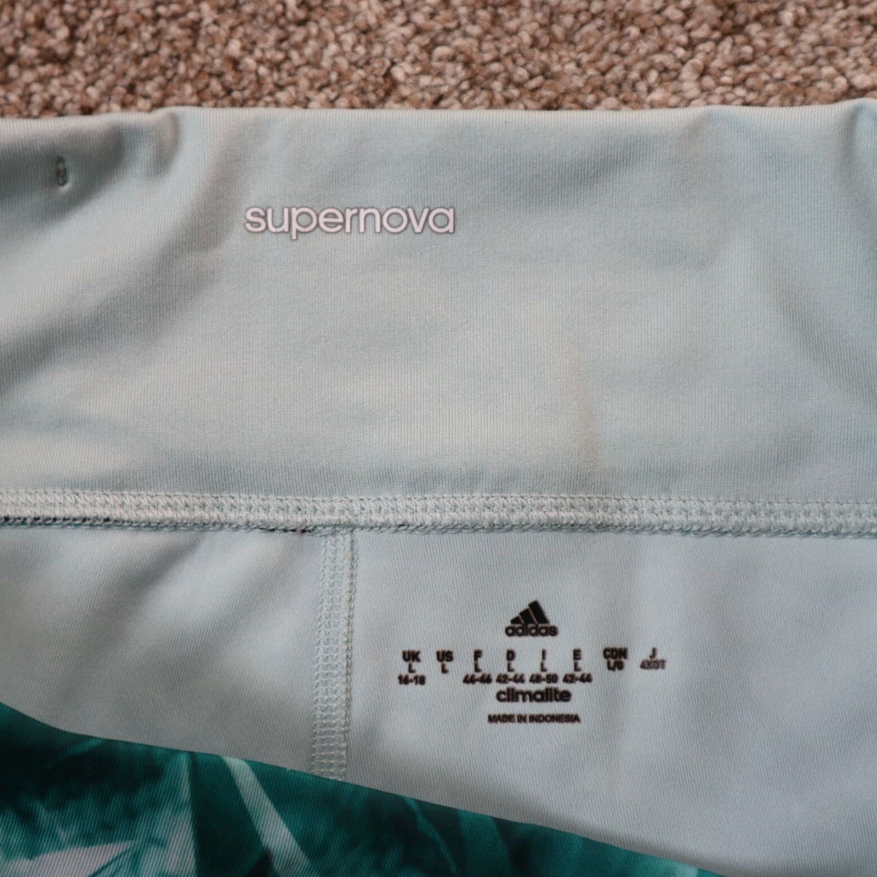Adidas Adidas Capri Pants Women's L Large Green Blue 3/4 Performance Activewear Shorts Size 36" / US 14 / IT 50 - 2 Thumbnail