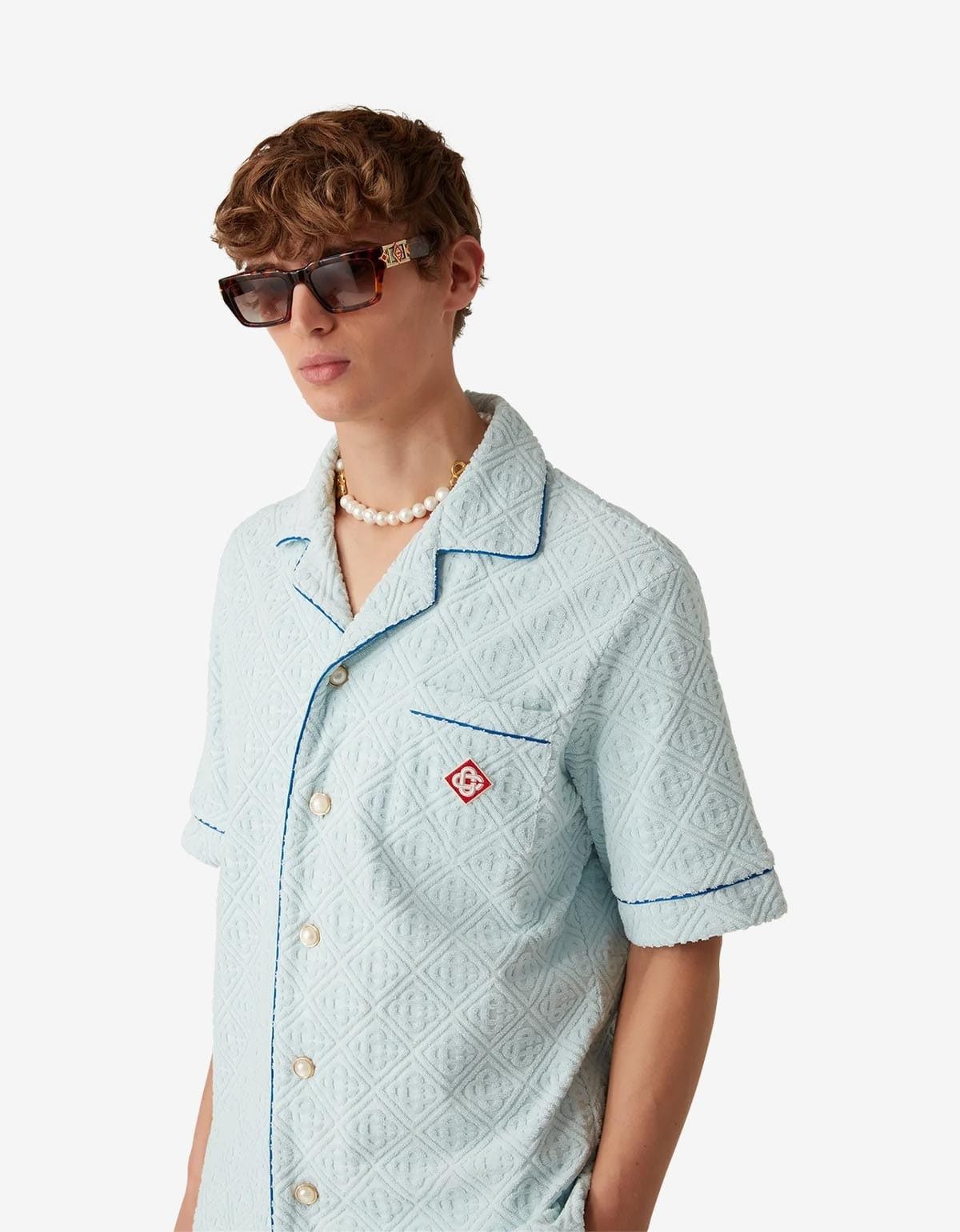 Casablanca Casablanca Light Blue Monogram Towelling Shirt Size US S / EU 44-46 / 1 - 5 Thumbnail