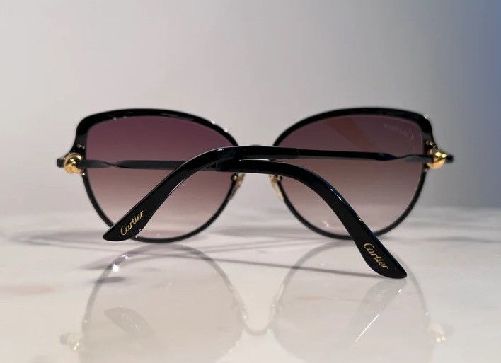 Cartier Cartier Trinity Cat Eye Black Gold Sunglassee Size ONE SIZE - 4 Thumbnail