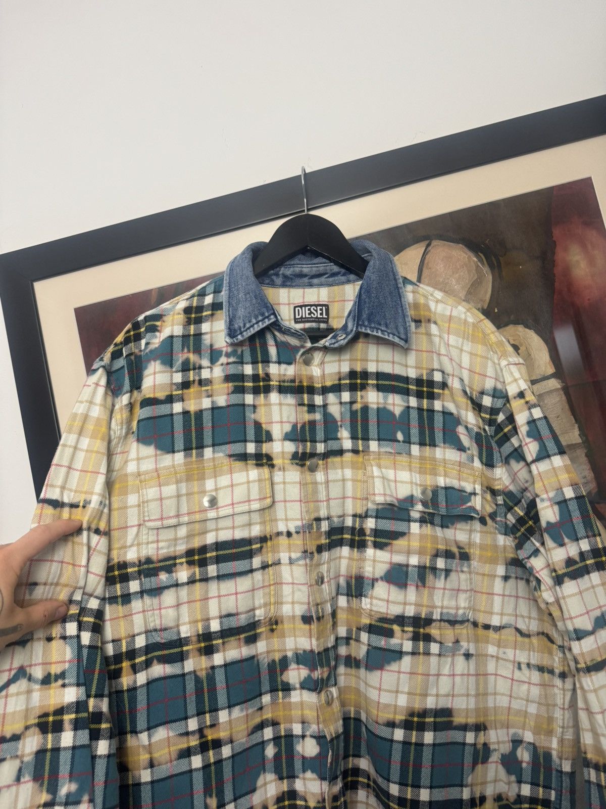 Diesel Diesel Bleached Flannel Plaid Button Up Shirt Avant Garde Size US L / EU 52-54 / 3 - 3 Thumbnail