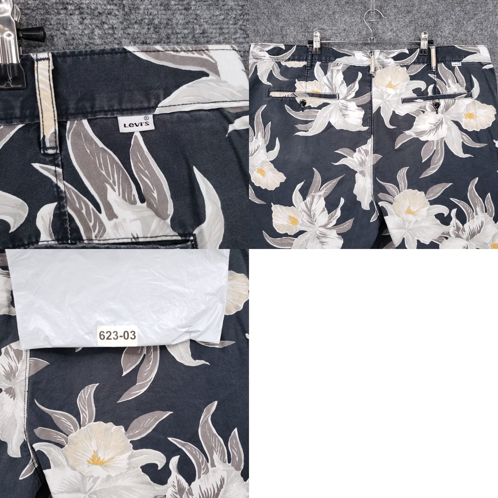 Levi's Levi's Shorts Mens 44 Gray Floral Chino Bermuda Hawaiian Zip Fly Color Gray Pattern Floral Bermuda Shorts 9in Inseam Mens Regular Rise Mid 10-12in Size US 44 / EU 60 - 10 Thumbnail