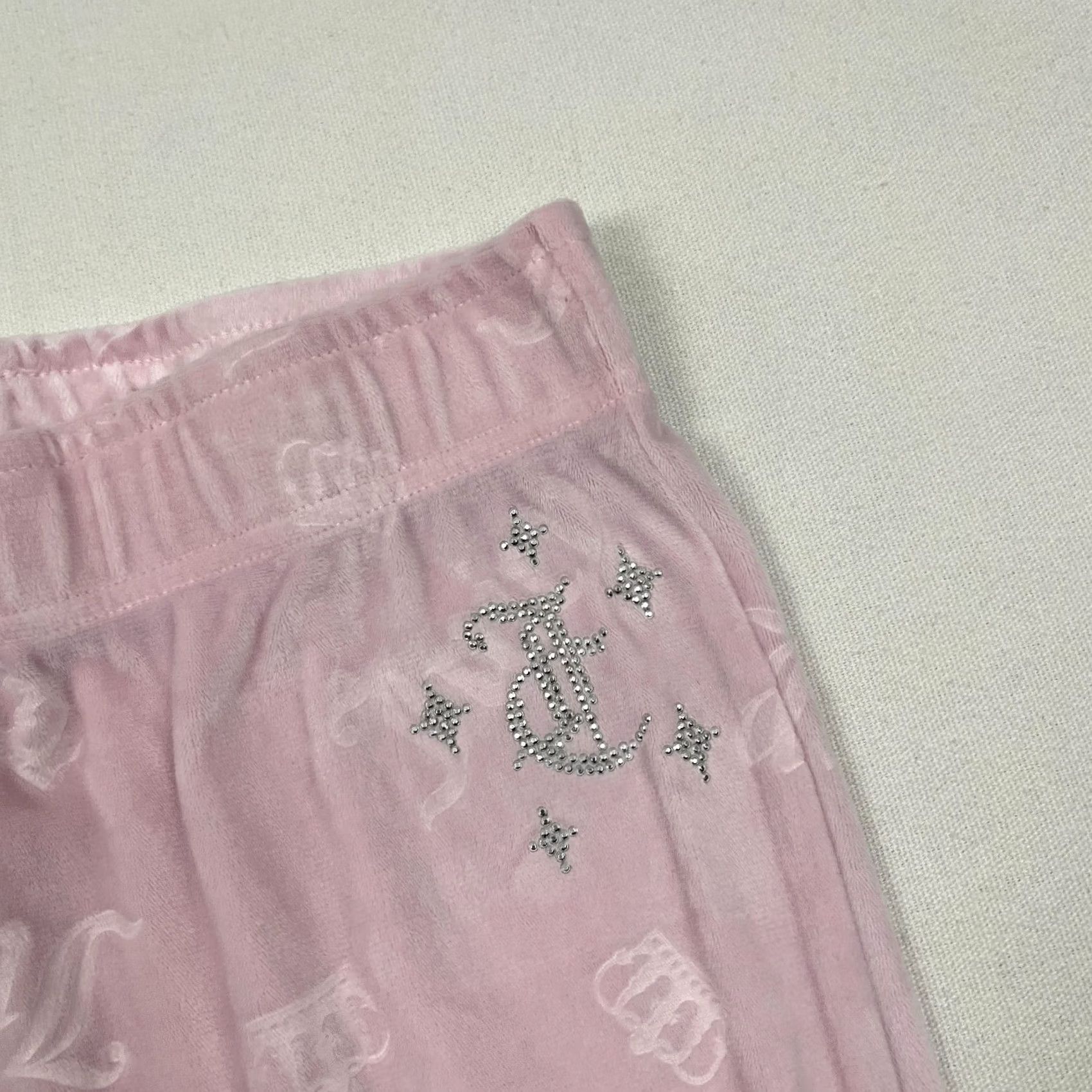 Juicy Couture Juicy Couture Pajama Pants Womens XL Pink Velour Wide Embossed Logo Sleepwear Size 40" / US 18 - 2 Thumbnail