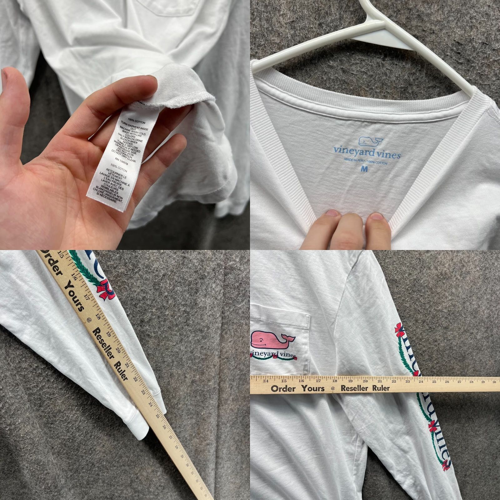 Vineyard Vines Vineyard Vines Shirt Mens Medium White Crewneck Long Sleeve Whale USA Shirt) Size US M / EU 48-50 / 2 - 8 Thumbnail