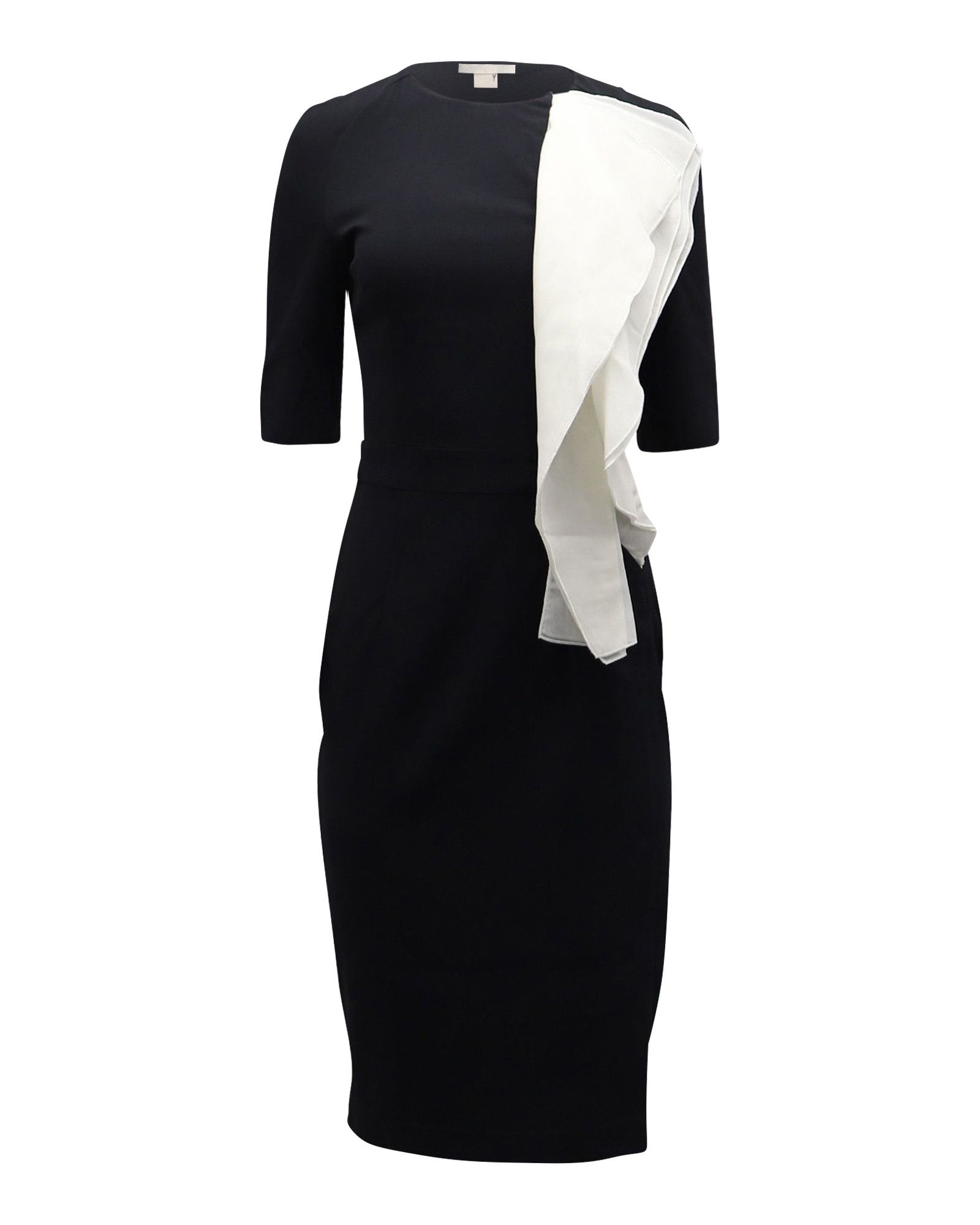 Antonio Berardi Antonio Berardi Contrast Ruffle Sheath Dress in Black Acetat Size XXS / US 00 / IT 34 - 1 Thumbnail