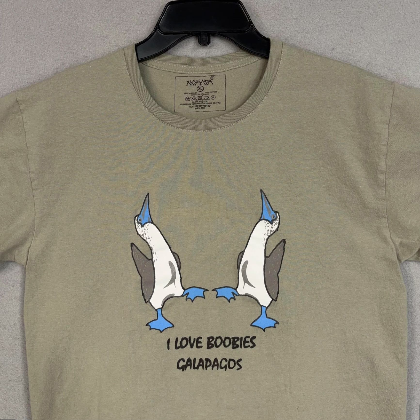 Nomad Nomada I Love Boobies Galapagos Green XL Mens T-Shirt Graphic Funny Birds Crew Neck Size US XL / EU 56 / 4 - 2 Thumbnail