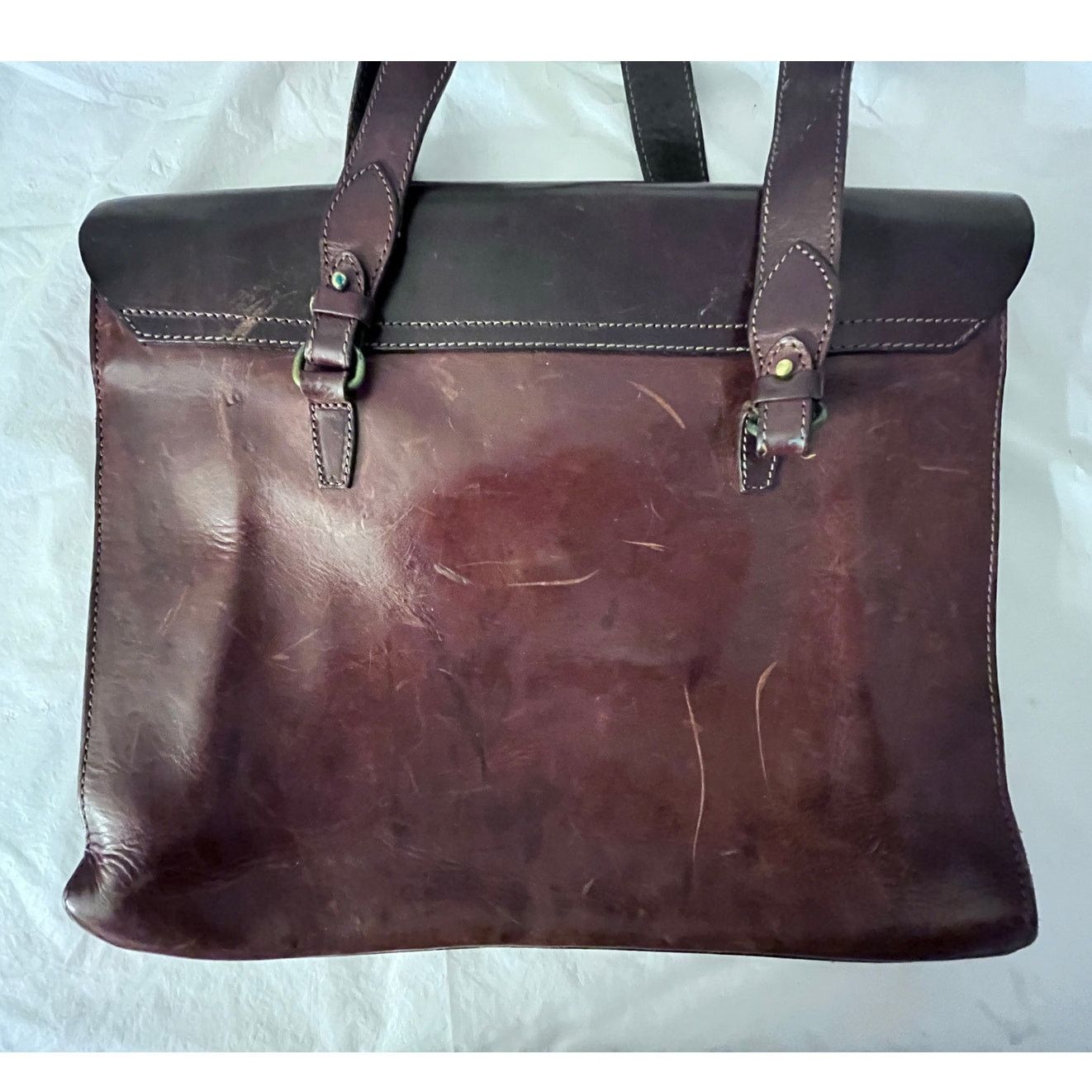 Other Vintage Handmade, Brown Leather Shoulder Bag Flap Closure Size ONE SIZE - 3 Thumbnail