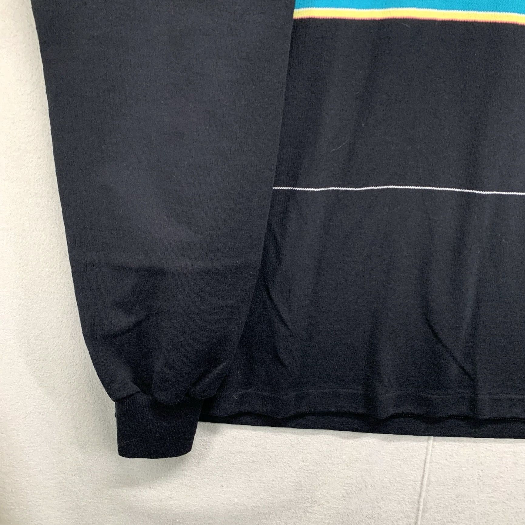 Vintage VINTAGE Northwestern Knitting Company Polo Rugby Shirt XL Black Turquoise Stripe Men Shirt Size US XL / EU 56 / 4 - 6 Thumbnail