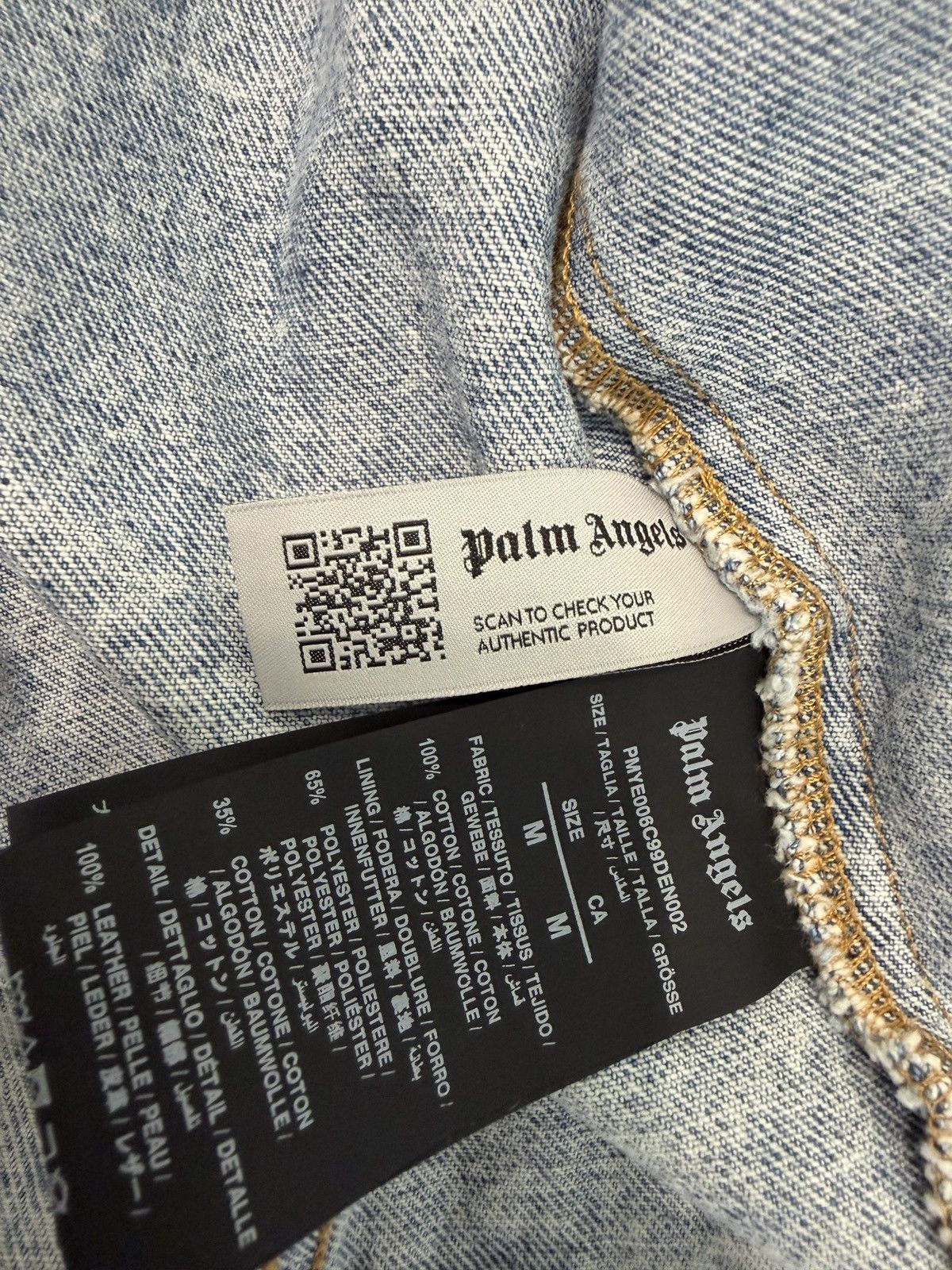 Palm Angels Palm Angels Logo Over Denim Jacket Blue White Size US M / EU 48-50 / 2 - 10 Thumbnail